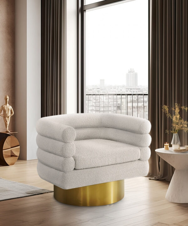 Tessa Boucle Fabric Swivel Accent Chair - Image 3