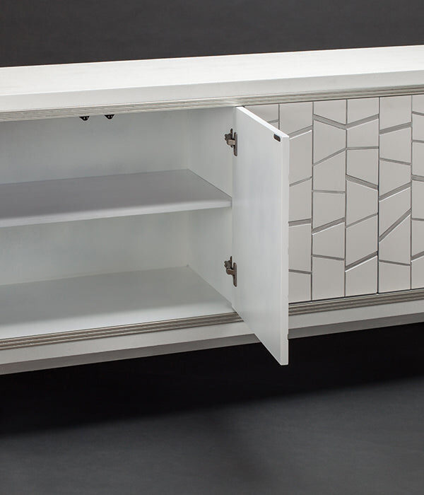 Faux Stingray Textured Silver and White Console SKU: CO00011 - Image 2