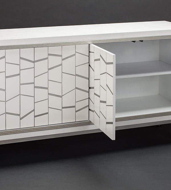 Faux Stingray Textured Silver and White Console SKU: CO00011 - Image 3