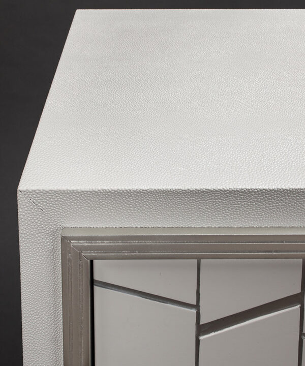 Faux Stingray Textured Silver and White Console SKU: CO00011 - Image 4