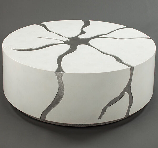 Frosty White with Silver Inlay Occasional Table