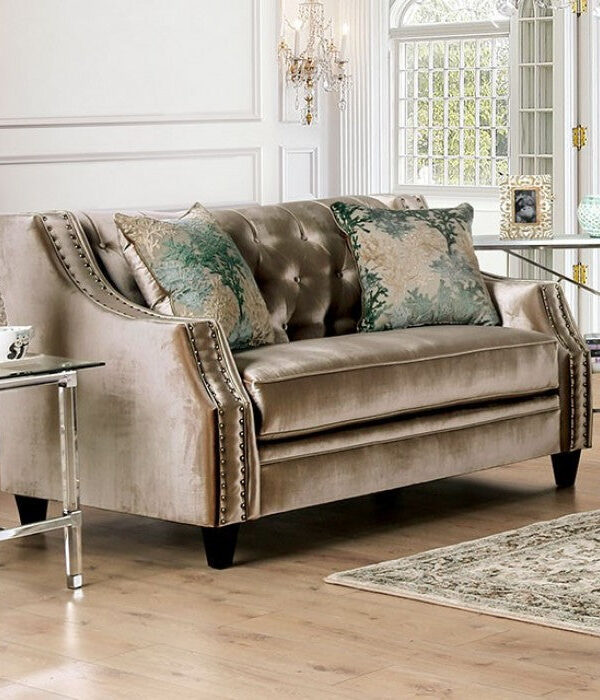 Champagne Tufted Loveseat SKU: LO0003