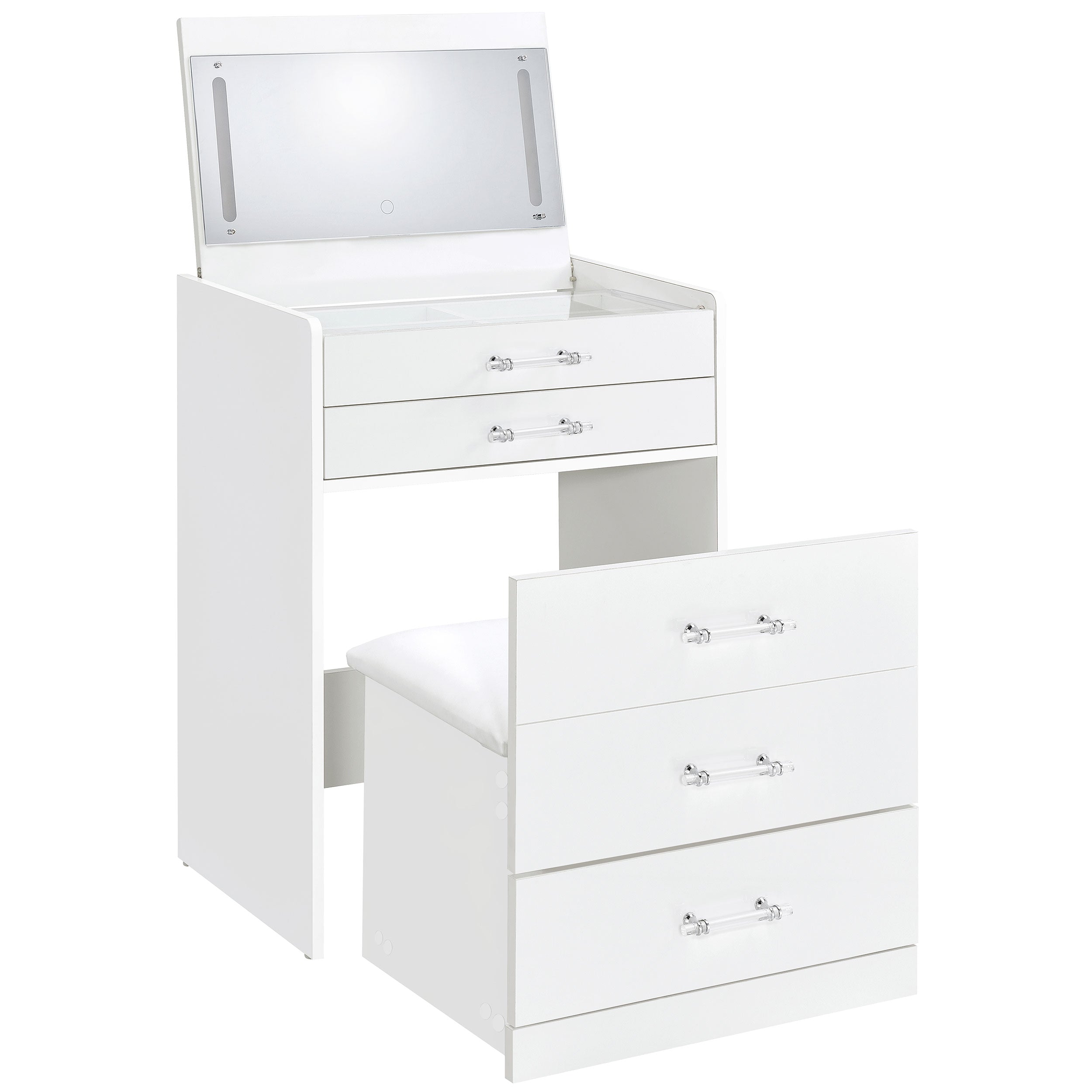 Danbury Makeup Vanity Table with LED Mirror and Stool - Luxe Home Furnishings (Jersey City, NJ)