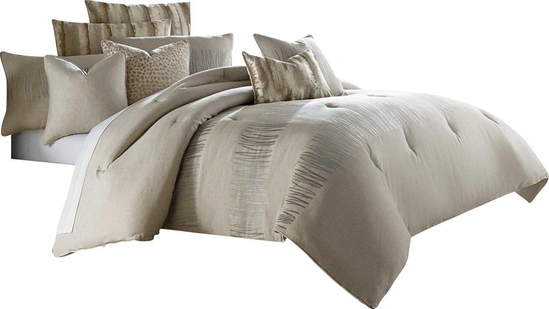 Captiva 9-pc Queen Comforter Set in Neutral - Luxe Home Furnishings (Jersey City, NJ)