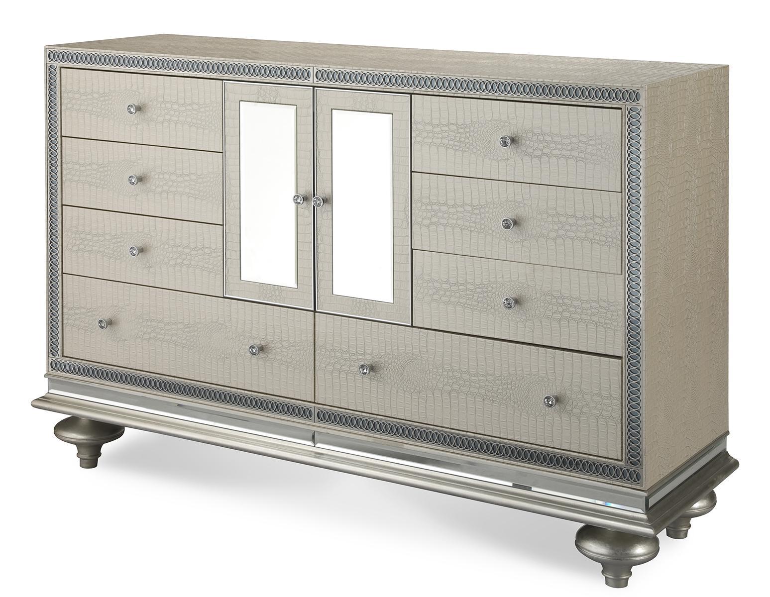 Hollywood Swank Upholstered Dresser in Crystal Croc - Luxe Home Furnishings (Jersey City, NJ)