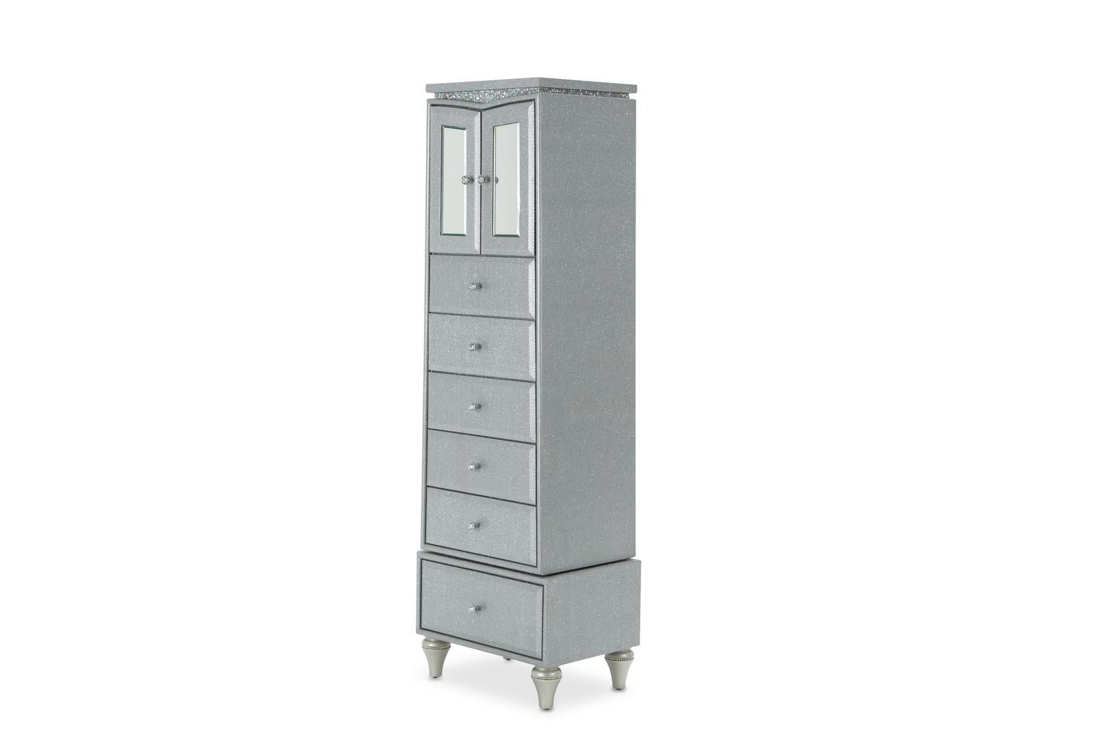 Melrose Plaza Upholstered Swivel Lingerie Chest in Dove - Luxe Home Furnishings (Jersey City, NJ)