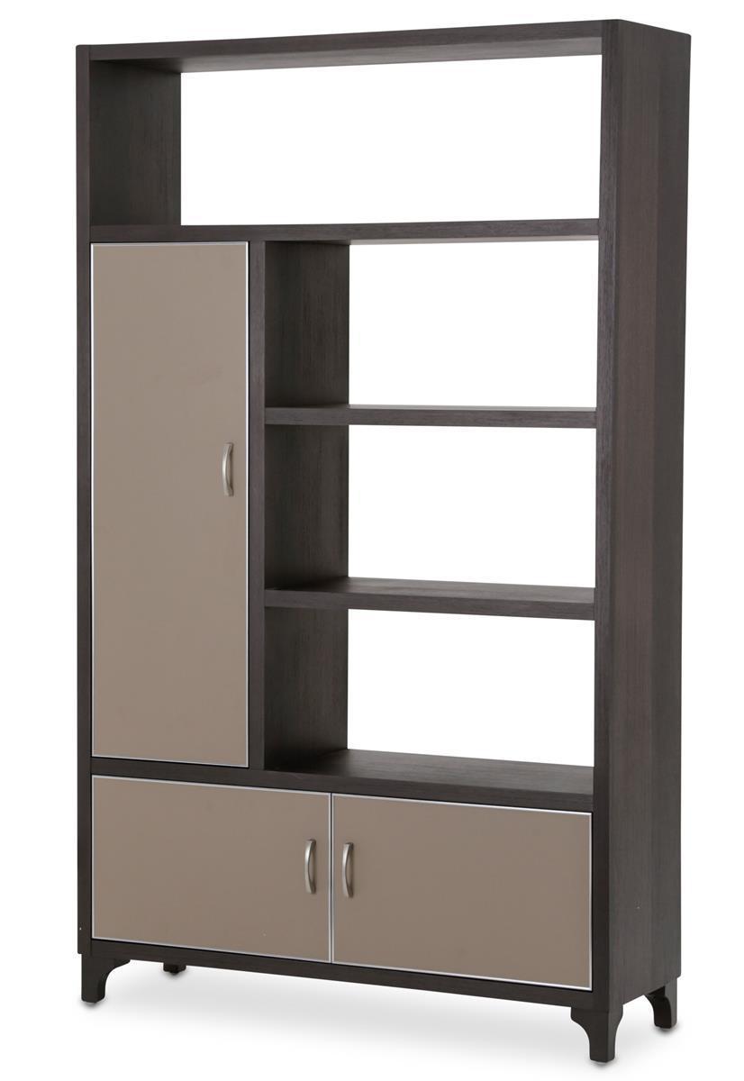 21 Cosmopolitan Left Bookcase in Taupe/Umber - Luxe Home Furnishings (Jersey City, NJ)