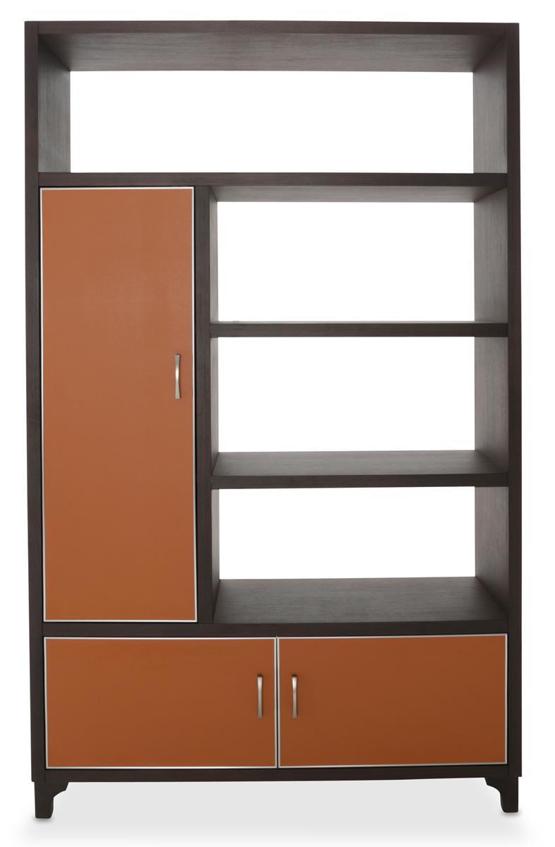 21 Cosmopolitan Left Bookcase in Umber/Orange - Luxe Home Furnishings (Jersey City, NJ)