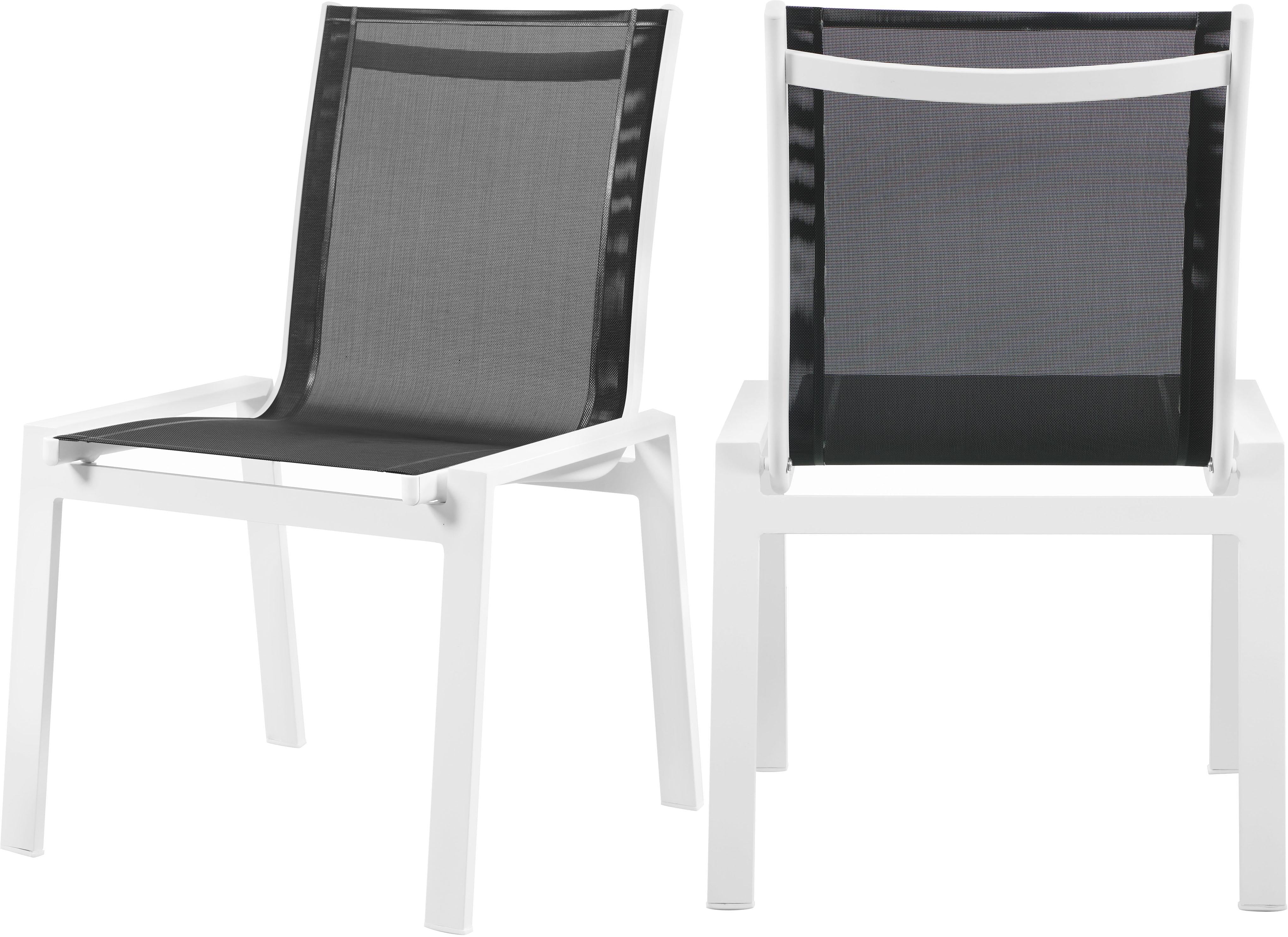 Nizuc Black Mesh Waterproof Fabric Outdoor Patio Aluminum Mesh Dining Chair - Luxe Home Furnishings (Jersey City, NJ)