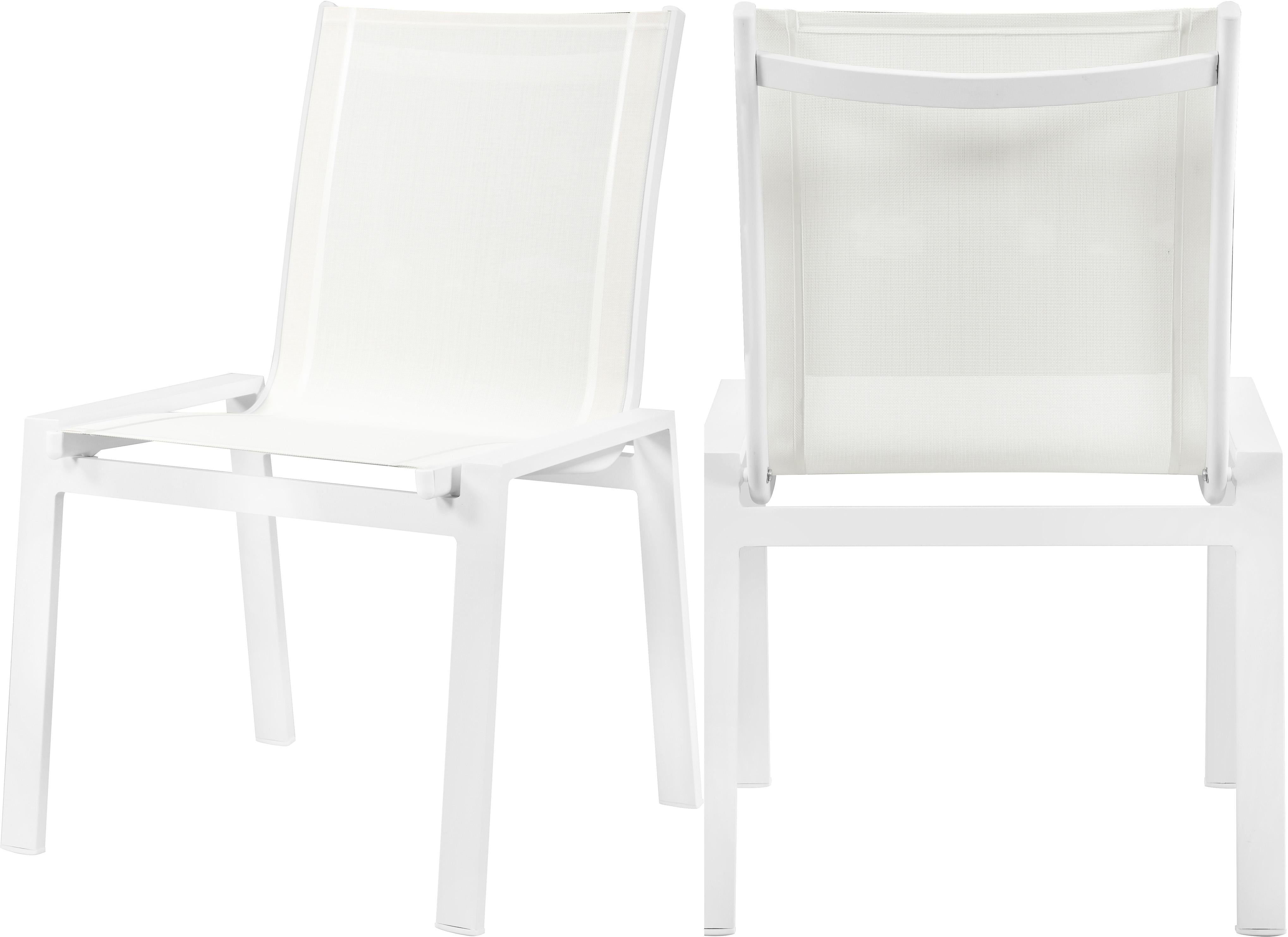 Nizuc White Mesh Waterproof Fabric Outdoor Patio Aluminum Mesh Dining Chair - Luxe Home Furnishings (Jersey City, NJ)