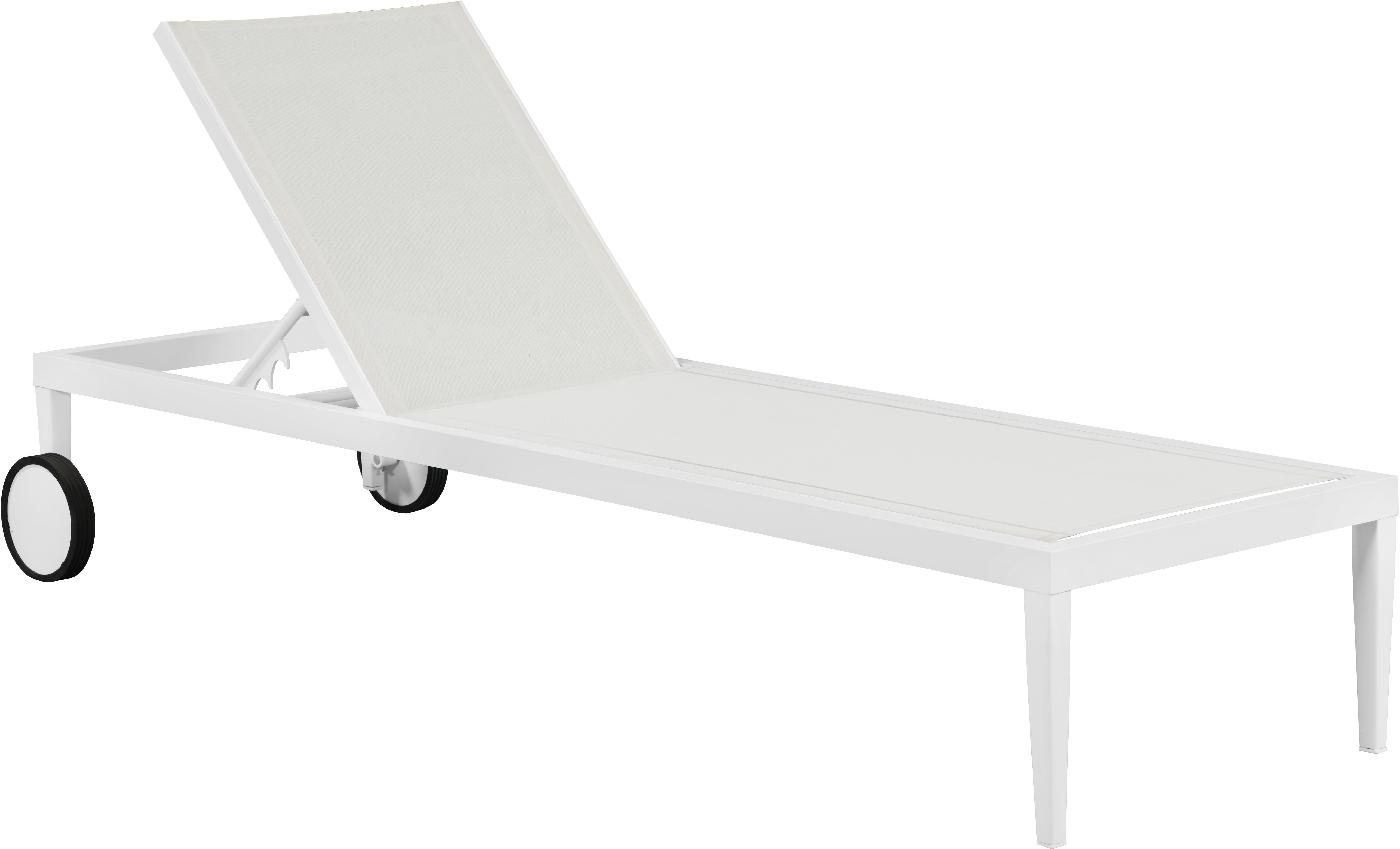 Nizuc White Mesh Waterproof Fabric Outdoor Patio Aluminum Mesh Chaise Lounge Chair - Luxe Home Furnishings (Jersey City, NJ)