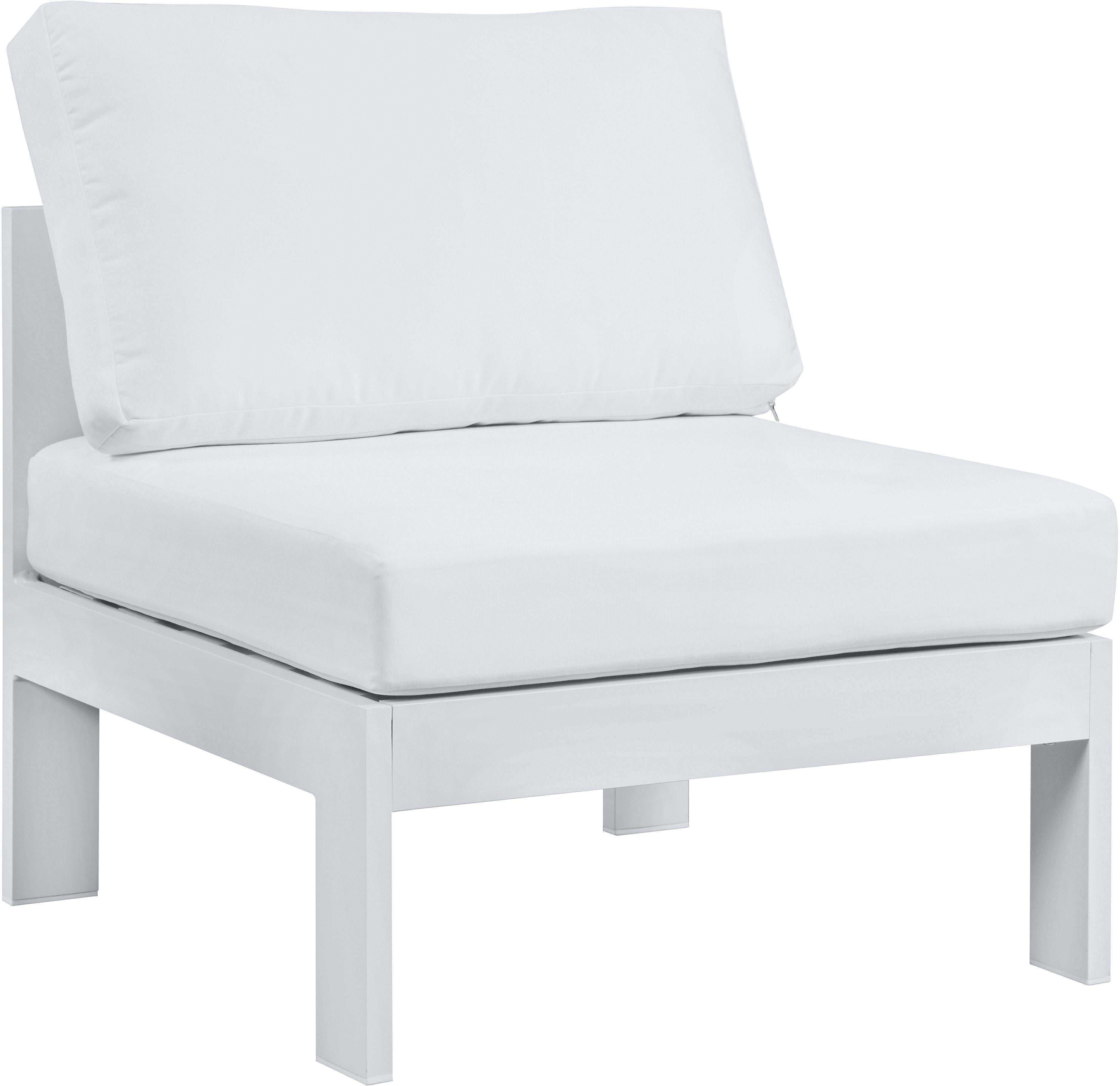 Nizuc White Waterproof Fabric Outdoor Patio Aluminum Armless Chair - Luxe Home Furnishings (Jersey City, NJ)