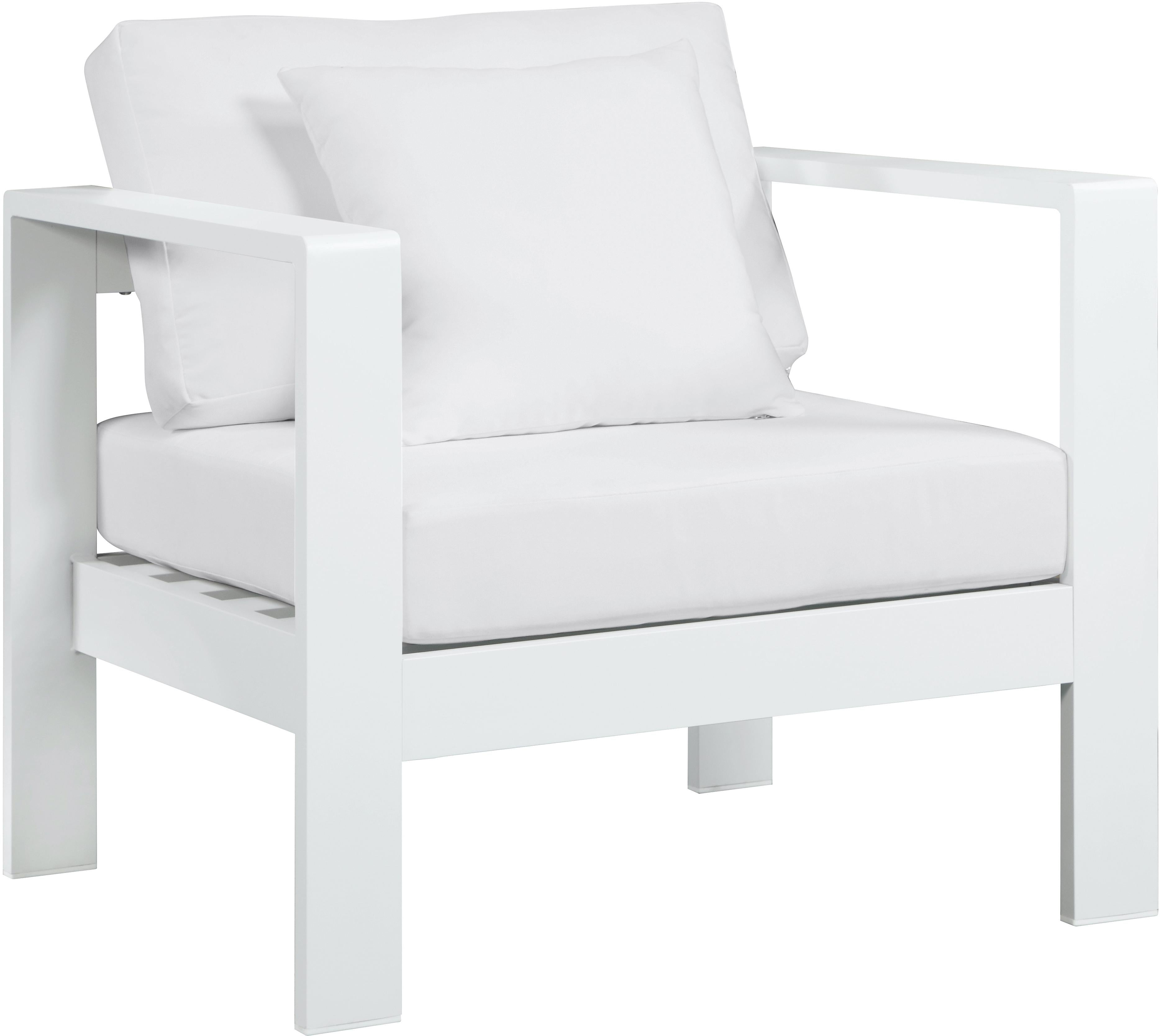 Nizuc White Waterproof Fabric Outdoor Patio Aluminum Arm Chair - Luxe Home Furnishings (Jersey City, NJ)