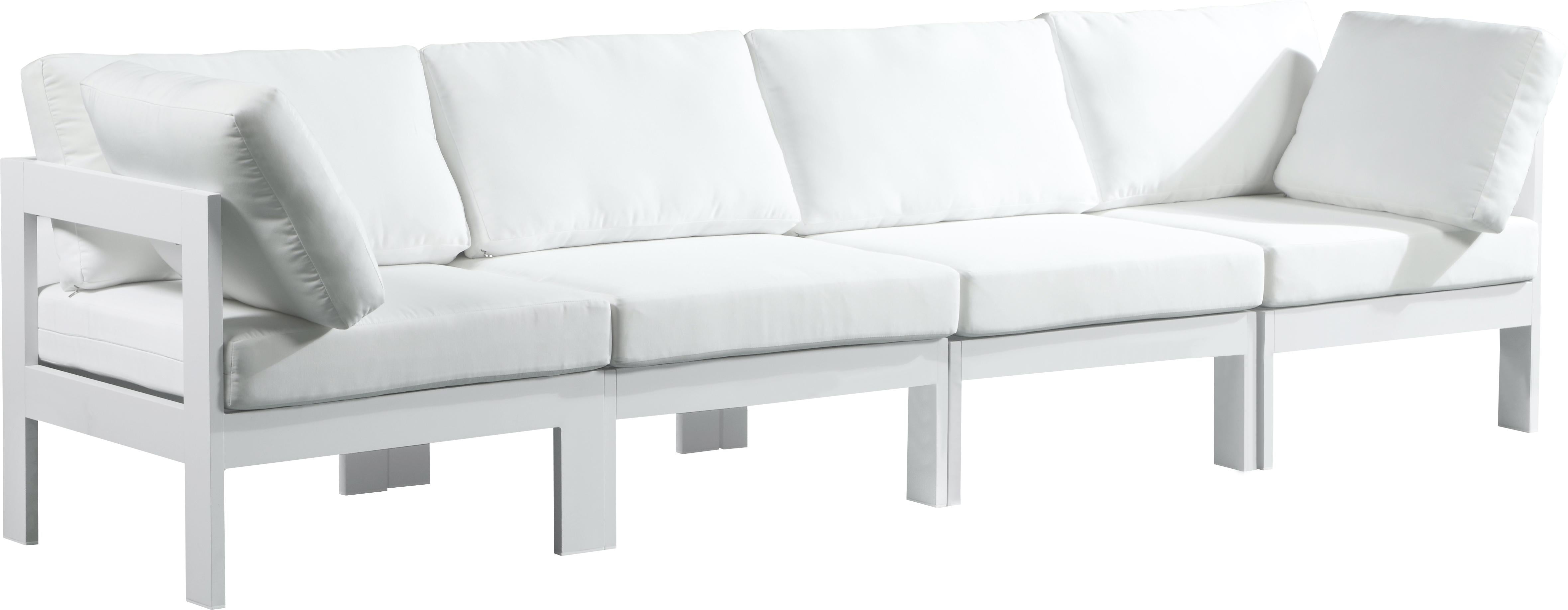 Nizuc White Waterproof Fabric Outdoor Patio Modular Sofa - Luxe Home Furnishings (Jersey City, NJ)