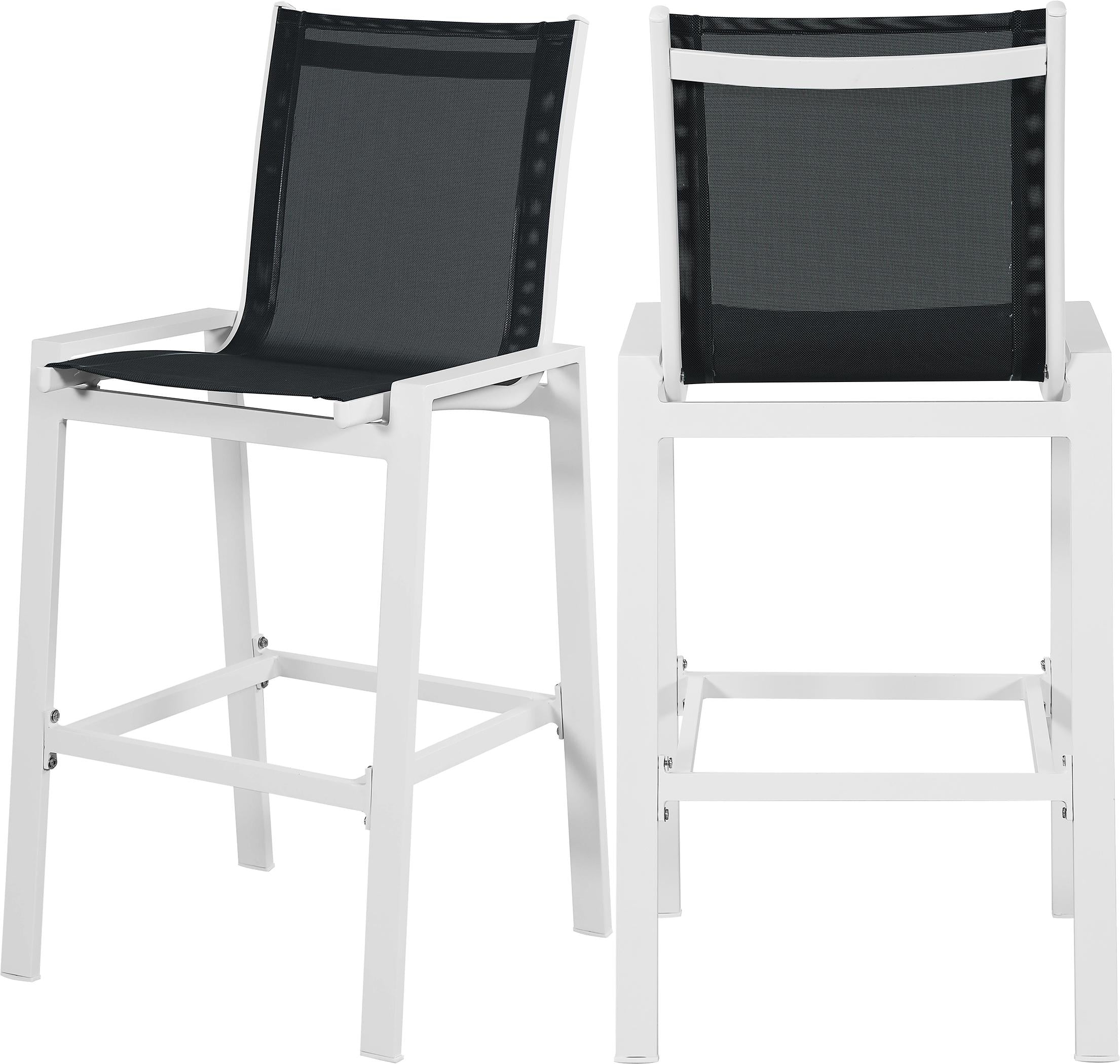 Nizuc Black Mesh Waterproof Fabric Outdoor Patio Aluminum Mesh Barstool - Luxe Home Furnishings (Jersey City, NJ)