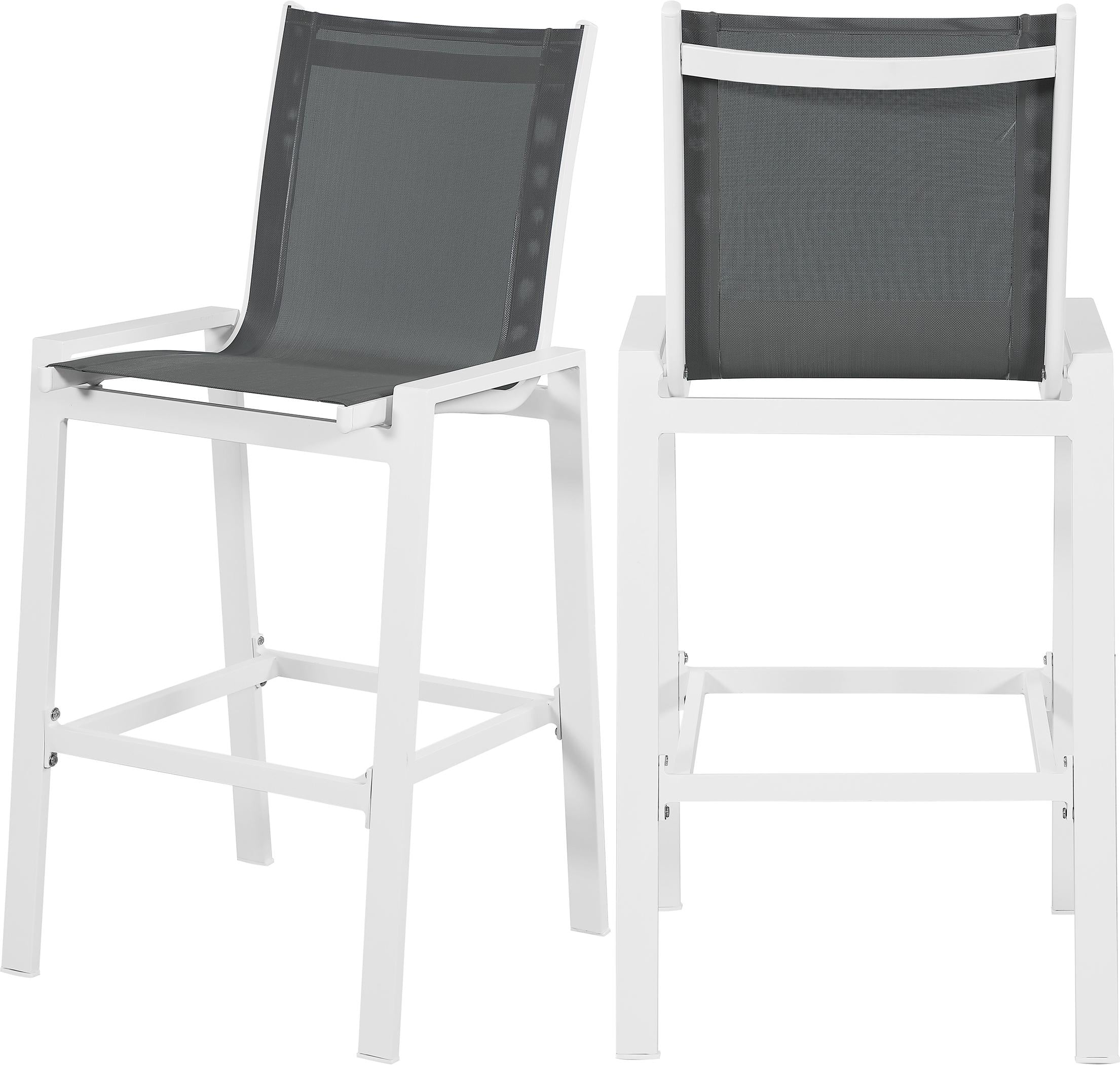 Nizuc Grey Mesh Waterproof Fabric Outdoor Patio Aluminum Mesh Barstool - Luxe Home Furnishings (Jersey City, NJ)