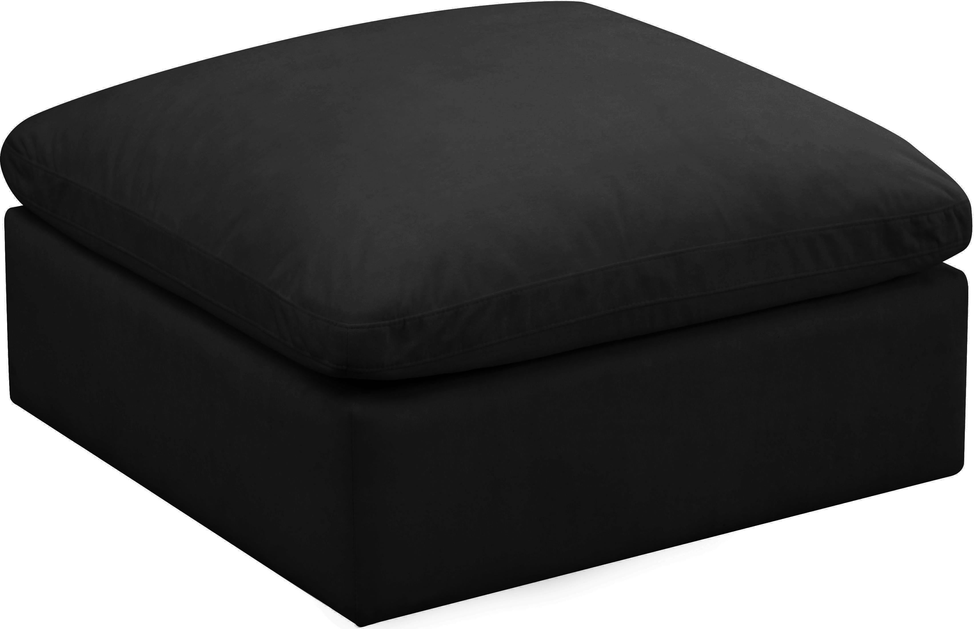 Plush Black Velvet Standard Cloud Modular Ottoman - Luxe Home Furnishings (Jersey City, NJ)