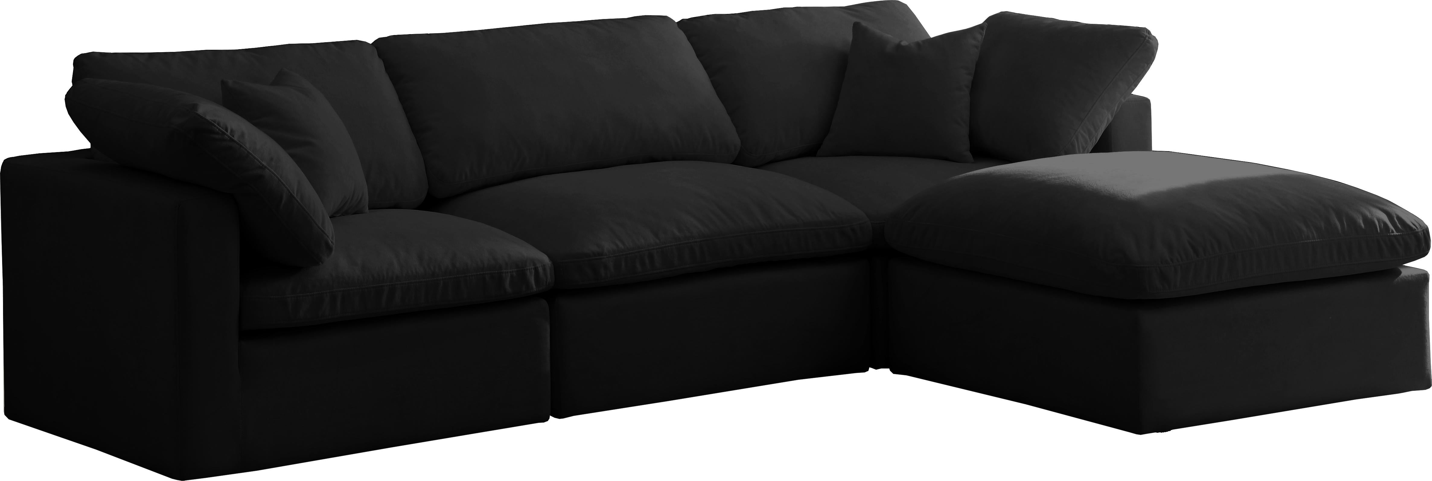 Plush Black Velvet Standard Cloud Modular Sectional - Luxe Home Furnishings (Jersey City, NJ)