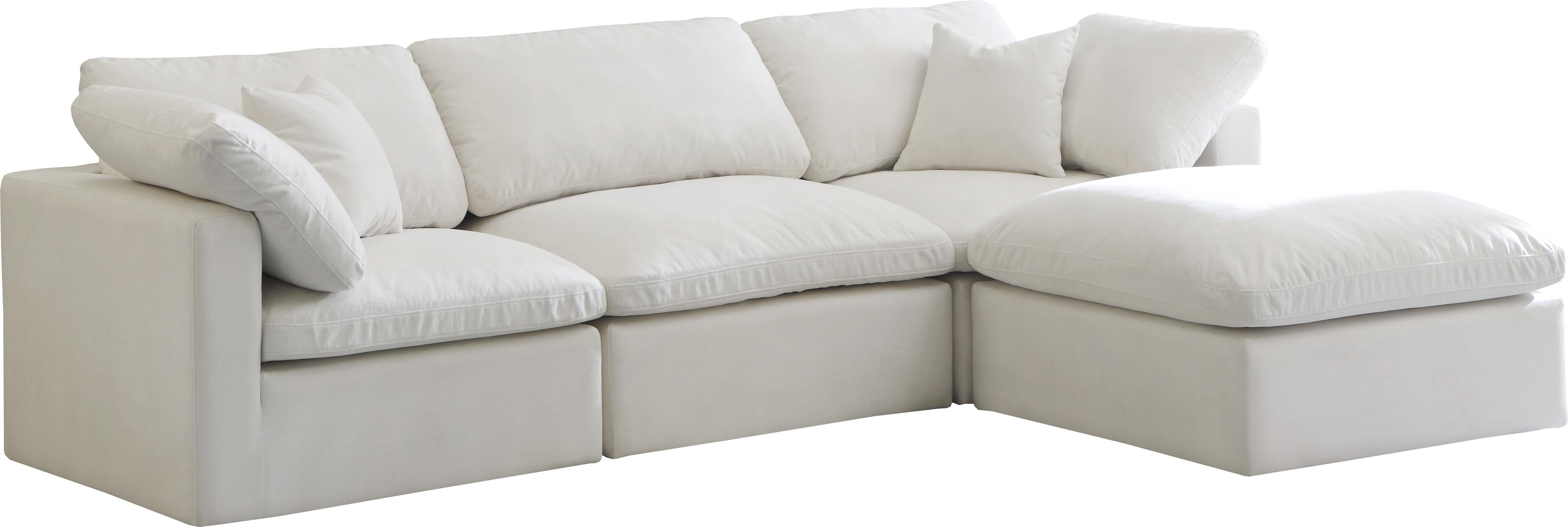 Plush Cream Velvet Standard Cloud Modular Sectional - Luxe Home Furnishings (Jersey City, NJ)