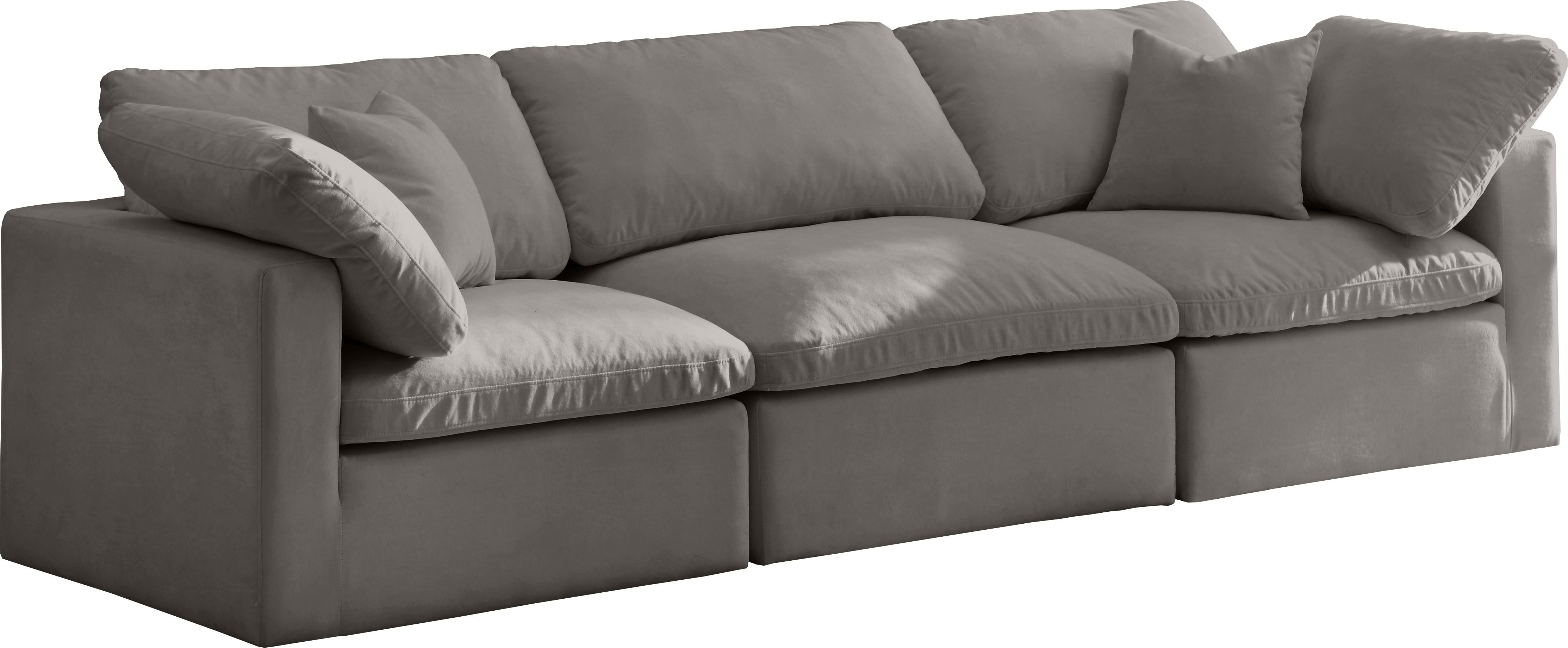 Plush Grey Velvet Standard Cloud Modular Sofa - Luxe Home Furnishings (Jersey City, NJ)