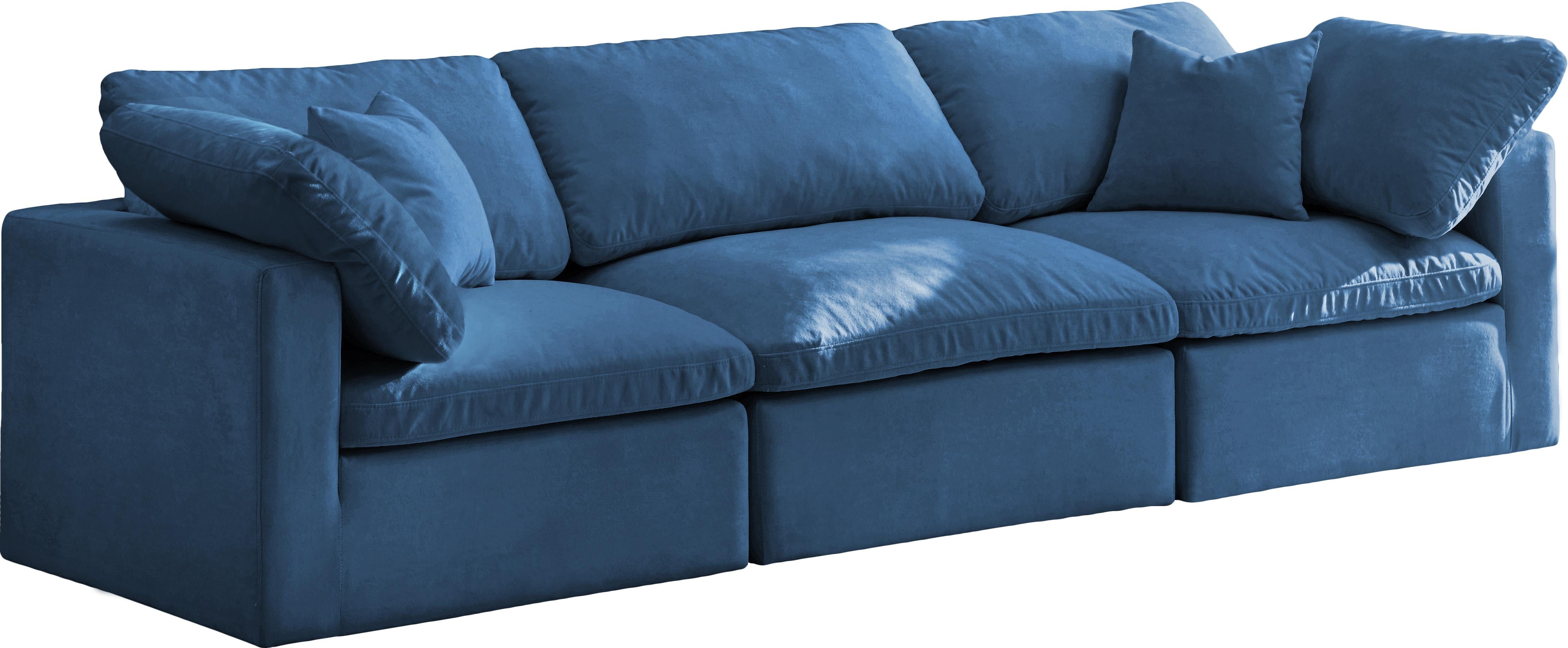 Plush Navy Velvet Standard Cloud Modular Sofa - Luxe Home Furnishings (Jersey City, NJ)