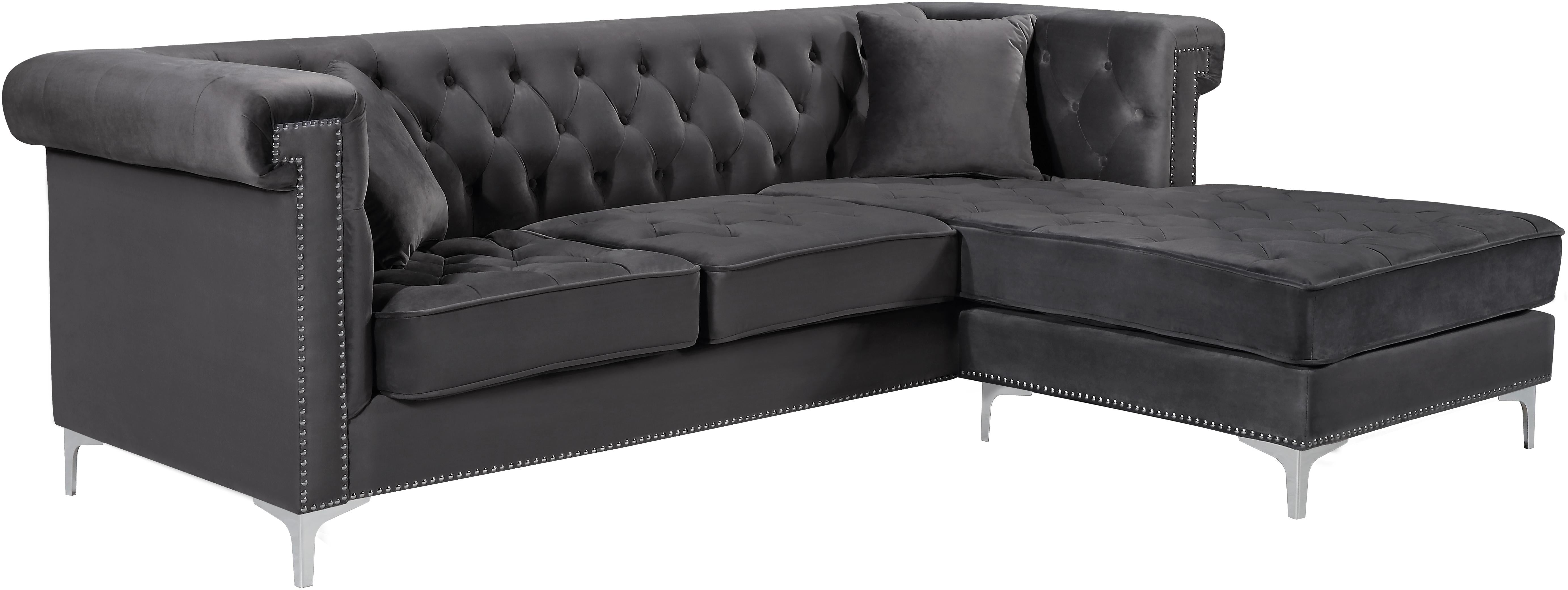 Damian Grey Velvet 2pc. Reversible Sectional - Luxe Home Furnishings (Jersey City, NJ)