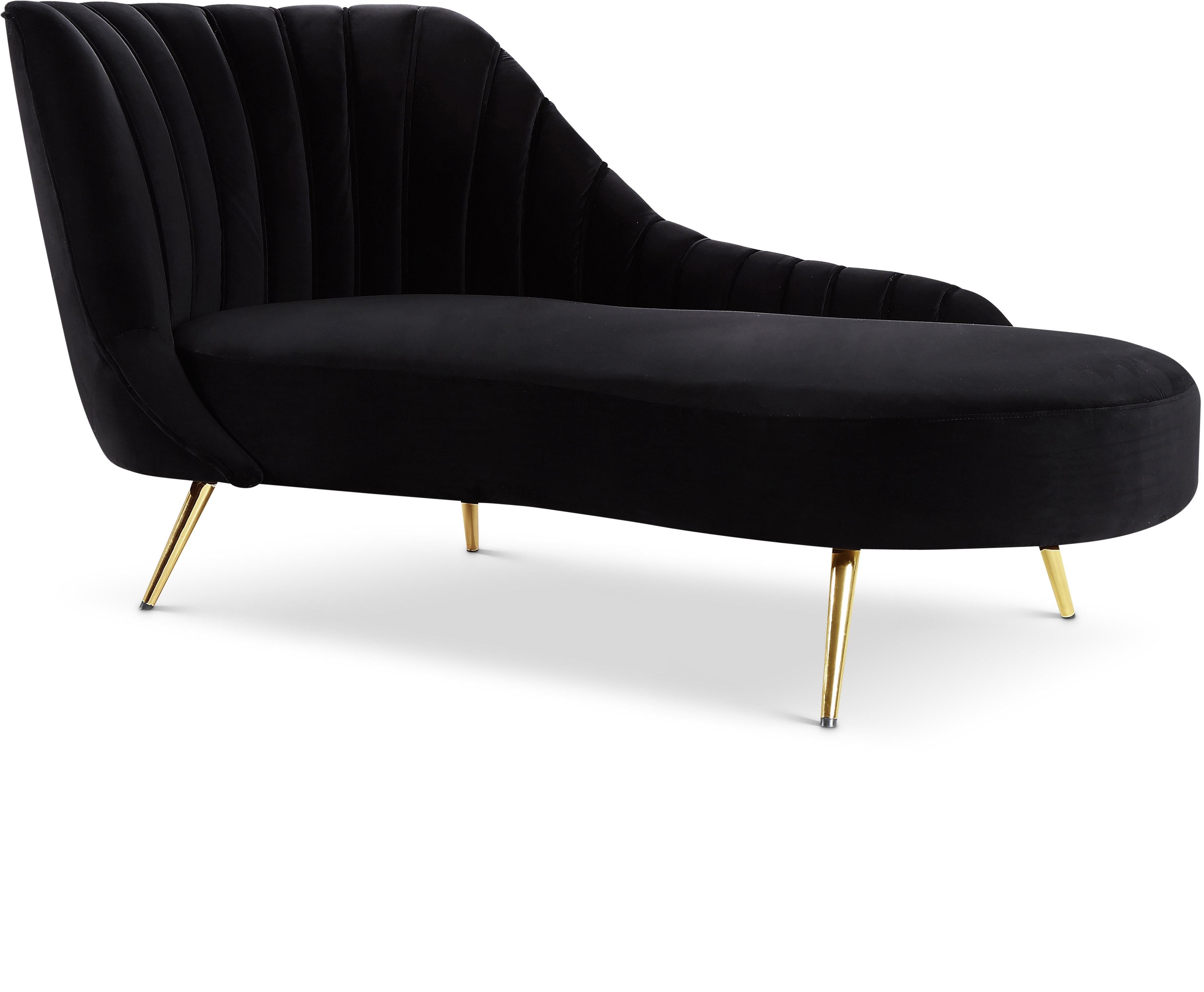 Margo Black Velvet Chaise - Luxe Home Furnishings (Jersey City, NJ)