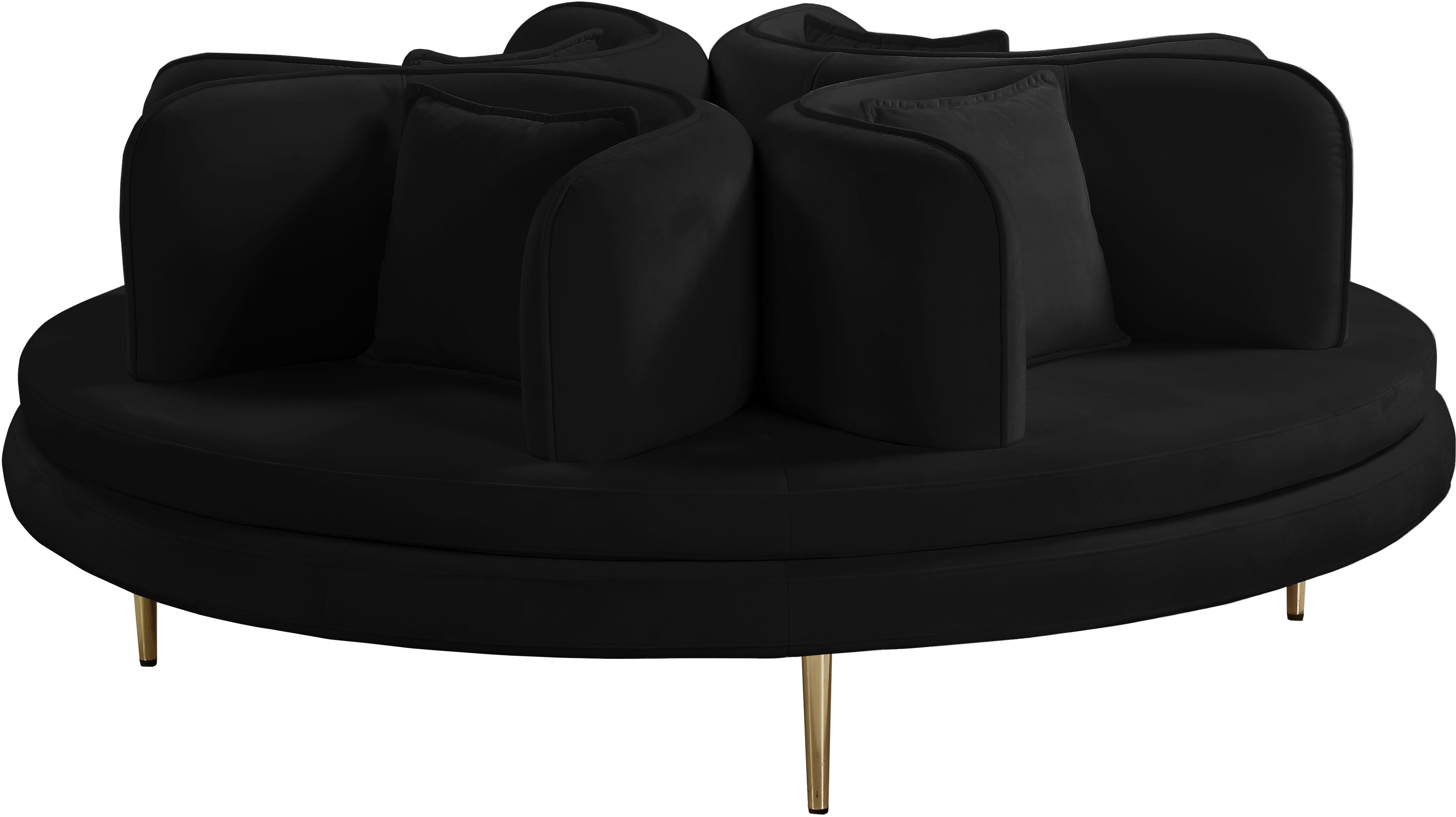 Circlet Black Velvet Round Sofa Settee - Luxe Home Furnishings (Jersey City, NJ)