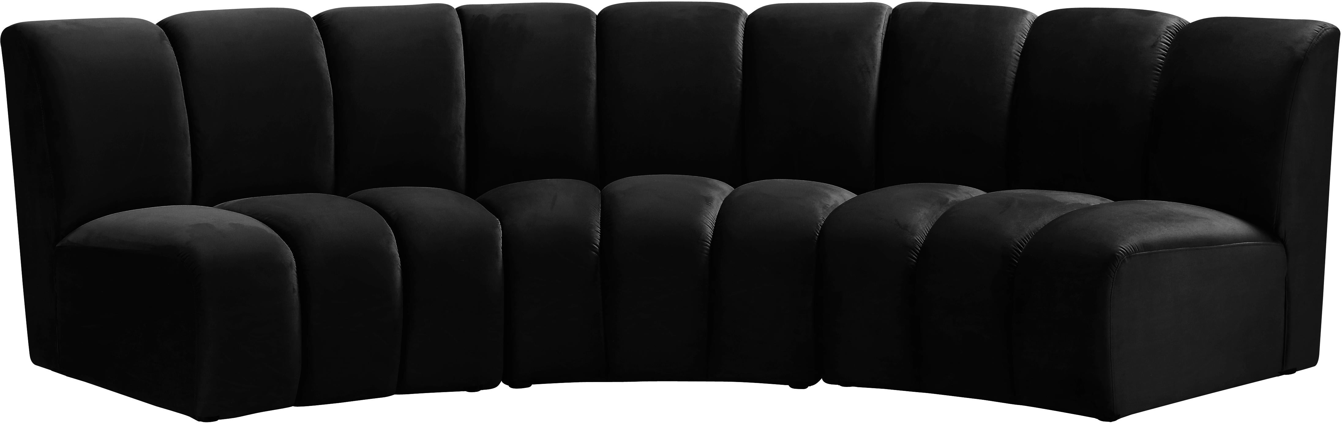 Infinity Black Velvet 3pc. Modular Sectional - Luxe Home Furnishings (Jersey City, NJ)