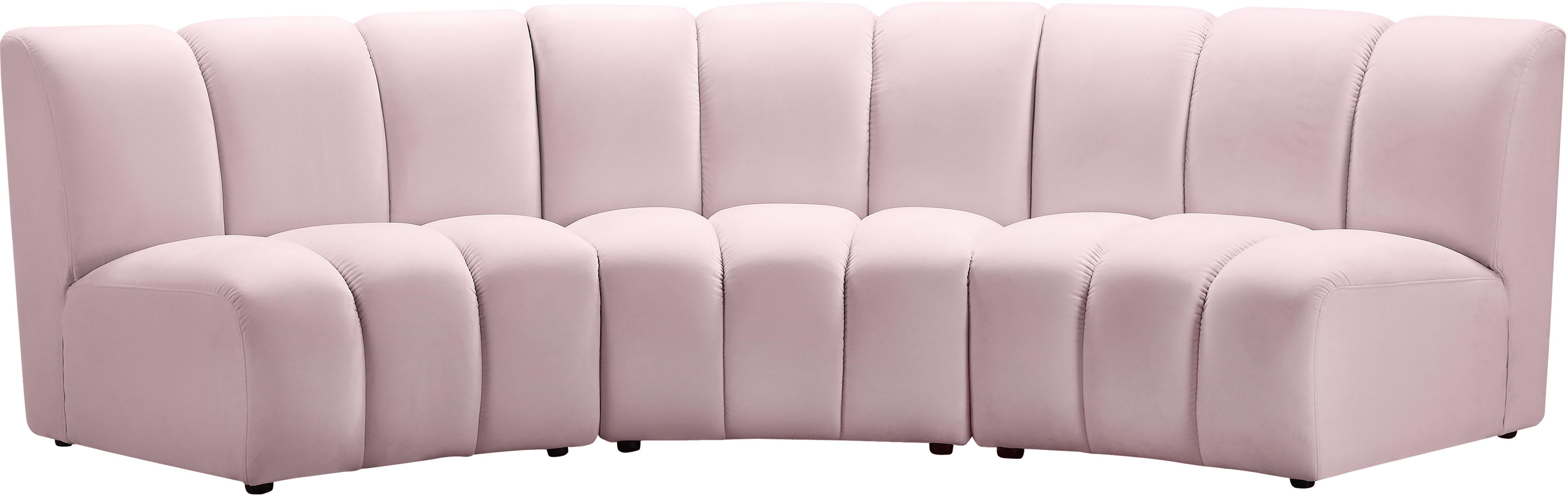Infinity Pink Velvet 3pc. Modular Sectional - Luxe Home Furnishings (Jersey City, NJ)