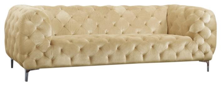 Mercer Beige Velvet Sofa - Luxe Home Furnishings (Jersey City, NJ)