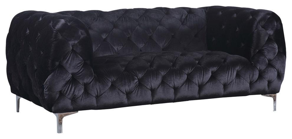 Mercer Black Velvet Loveseat - Luxe Home Furnishings (Jersey City, NJ)