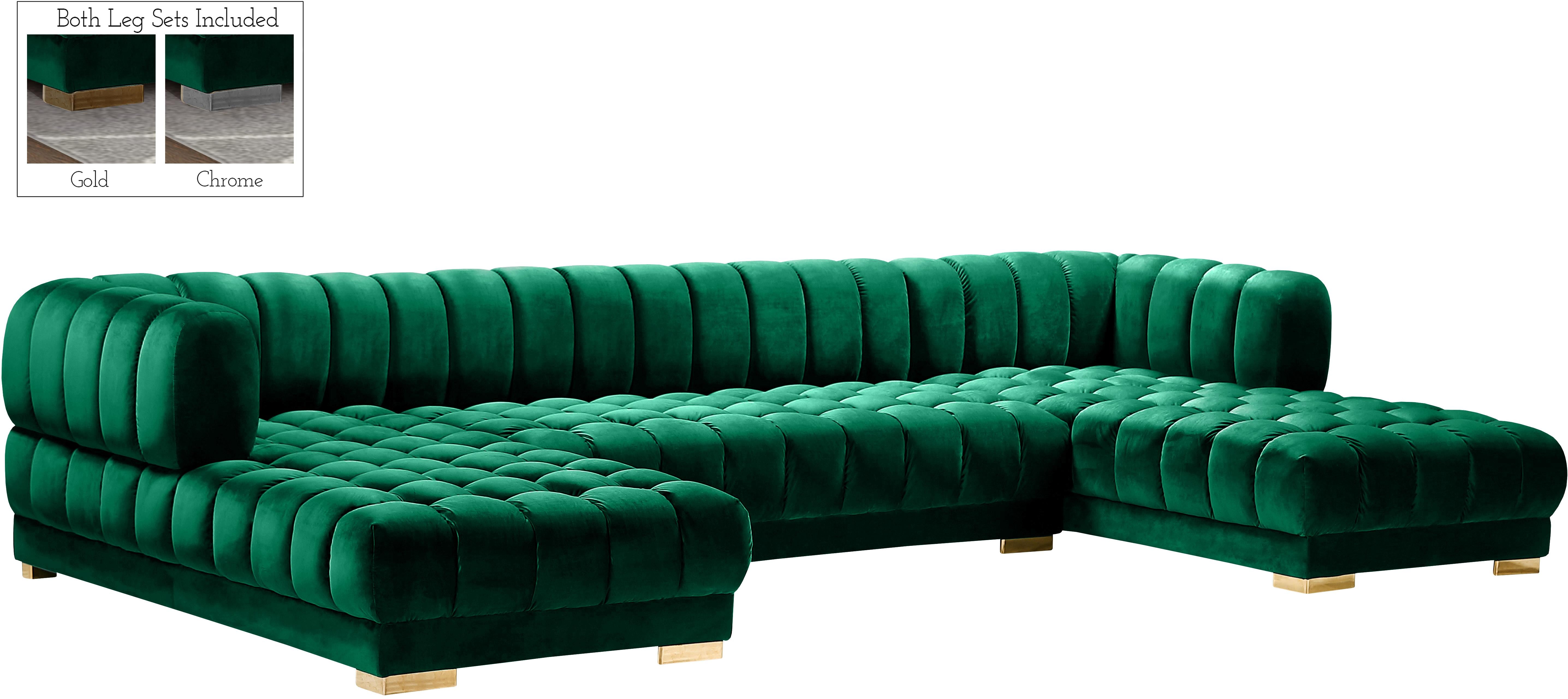 Gwen Green Velvet 3pc. Sectional (3 Boxes) - Luxe Home Furnishings (Jersey City, NJ)