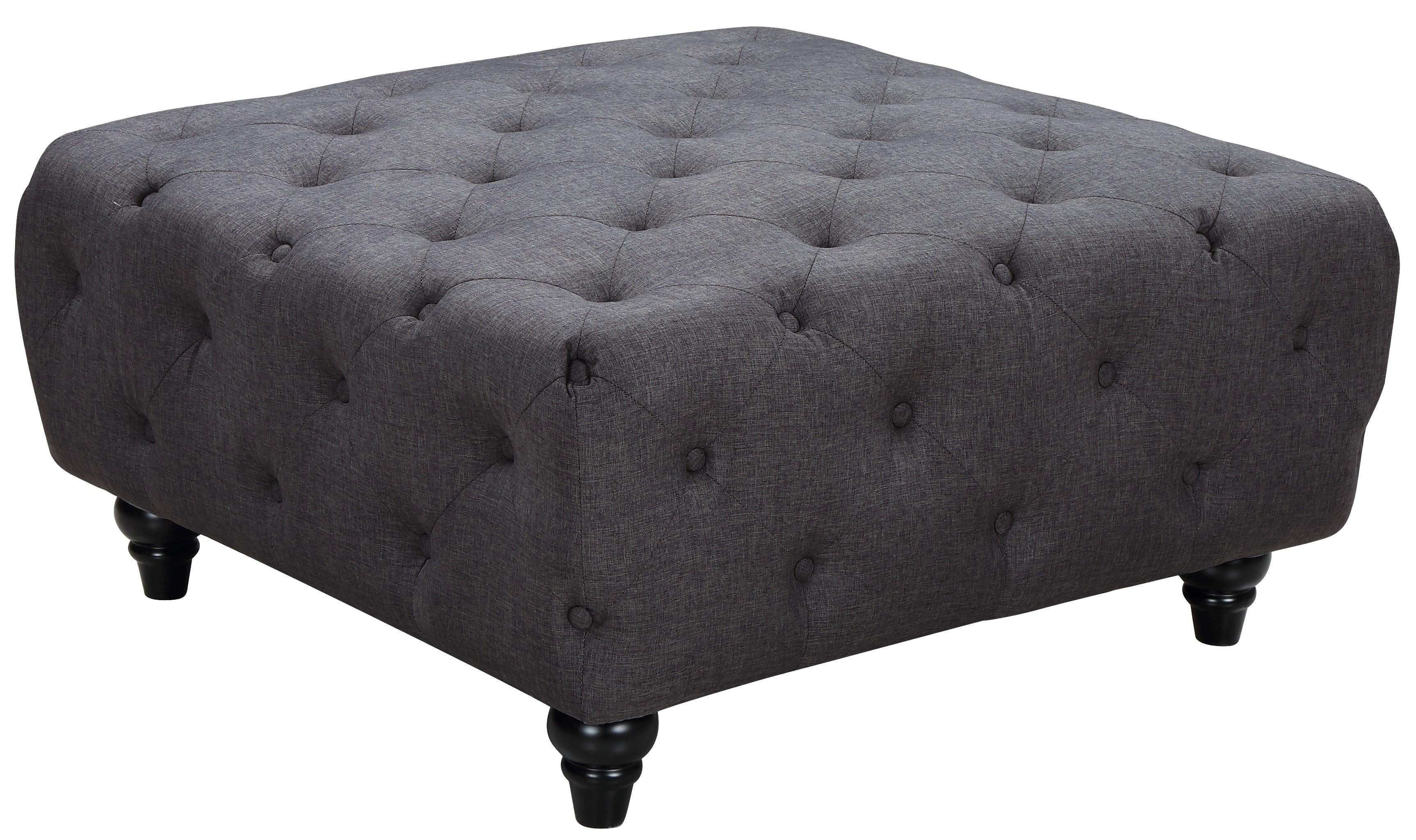 Chesterfield Grey Linen Ottoman - Luxe Home Furnishings (Jersey City, NJ)