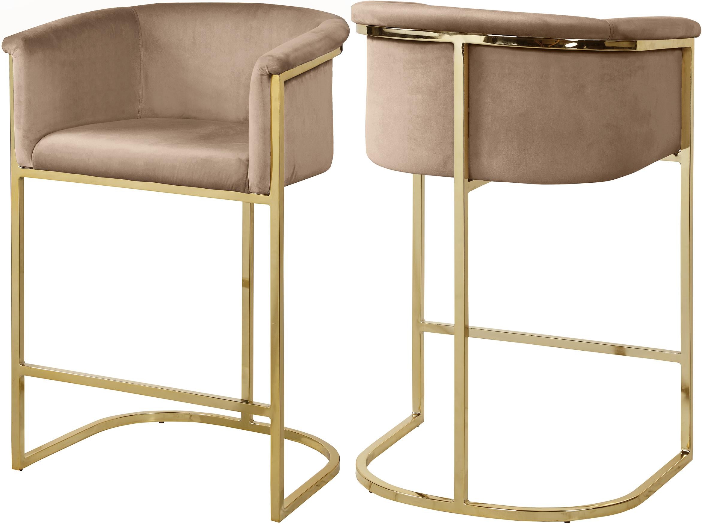Donatella Beige Velvet Stool - Luxe Home Furnishings (Jersey City, NJ)
