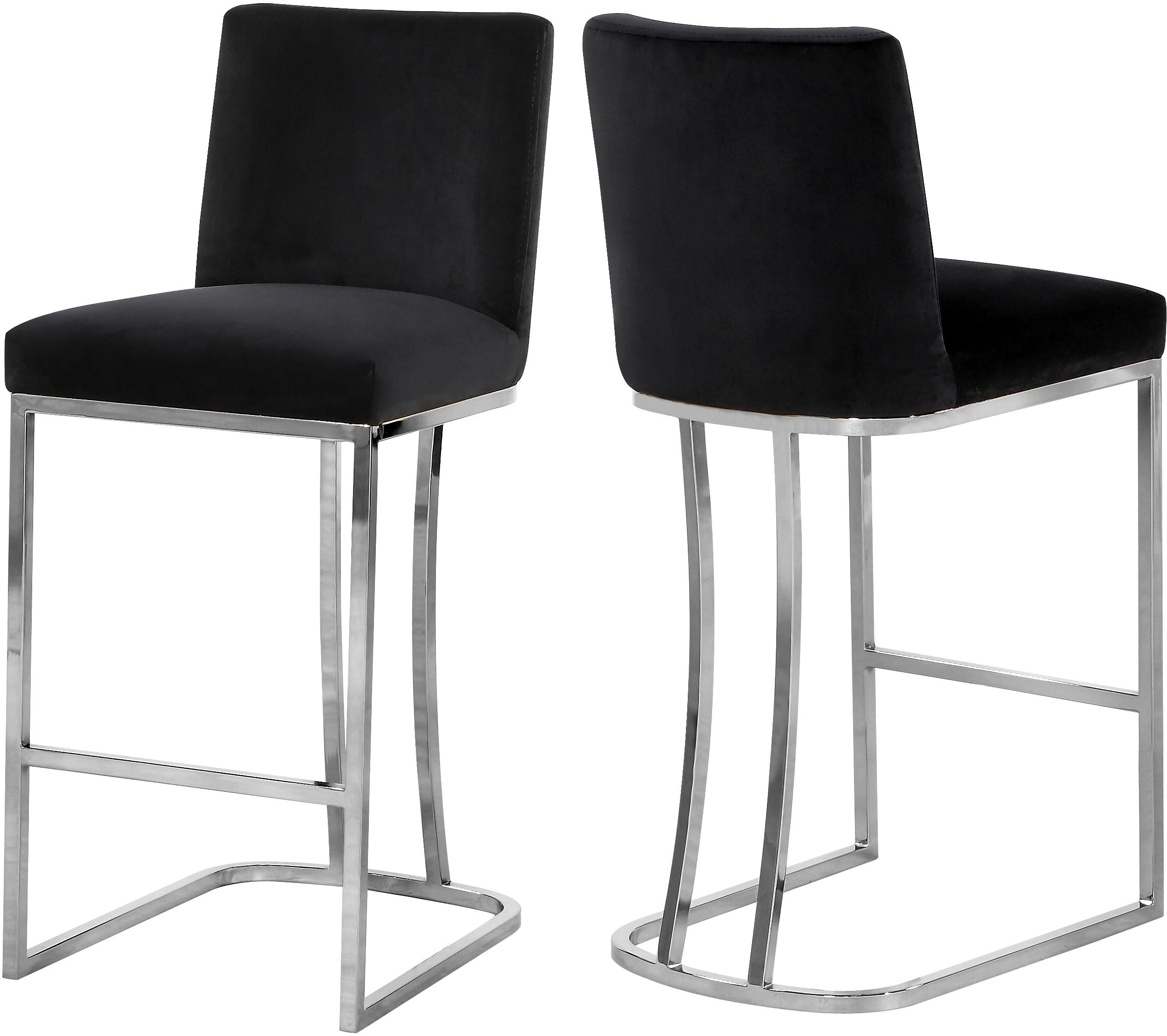Heidi Black Velvet Stool - Luxe Home Furnishings (Jersey City, NJ)