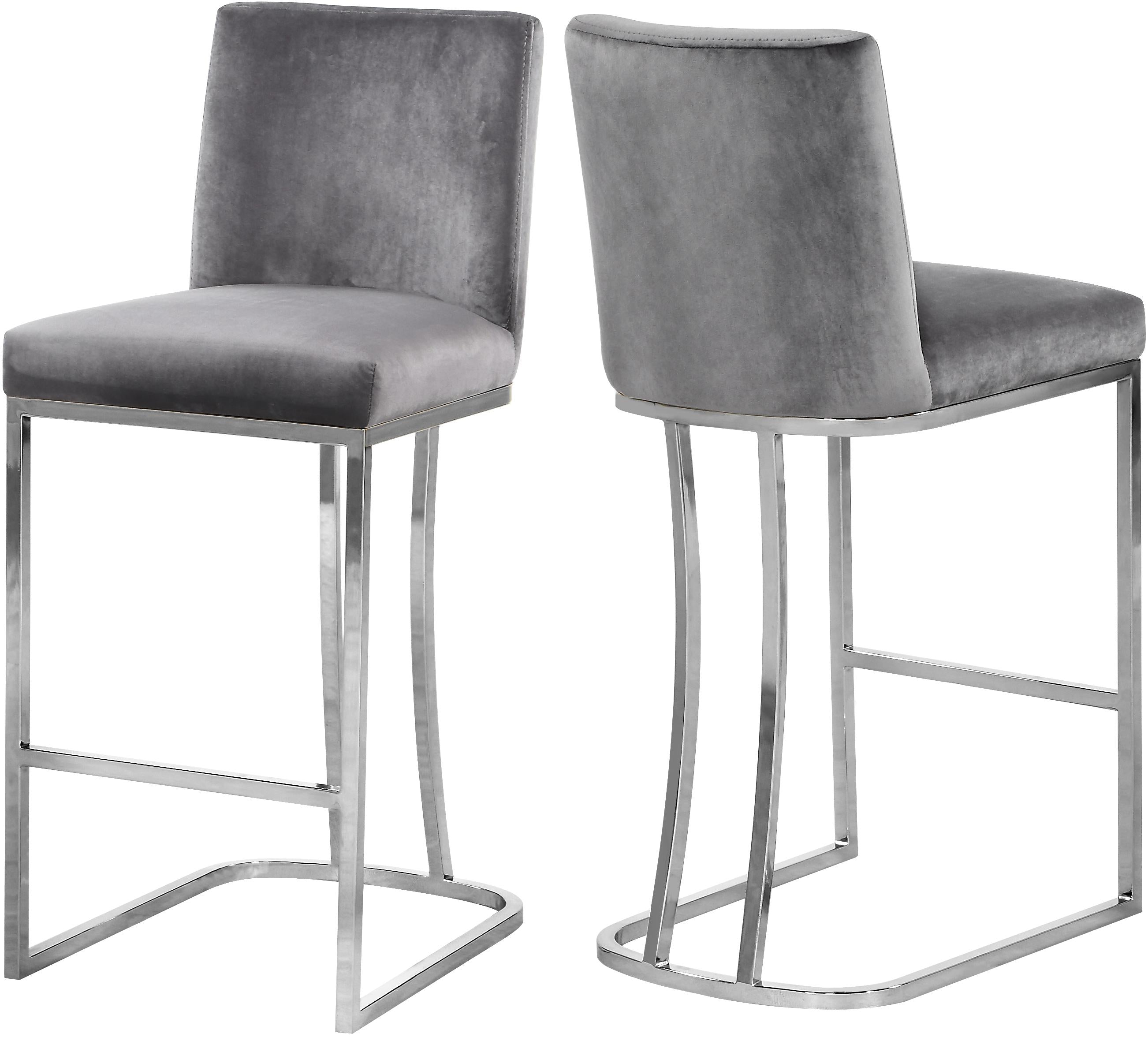 Heidi Grey Velvet Stool - Luxe Home Furnishings (Jersey City, NJ)