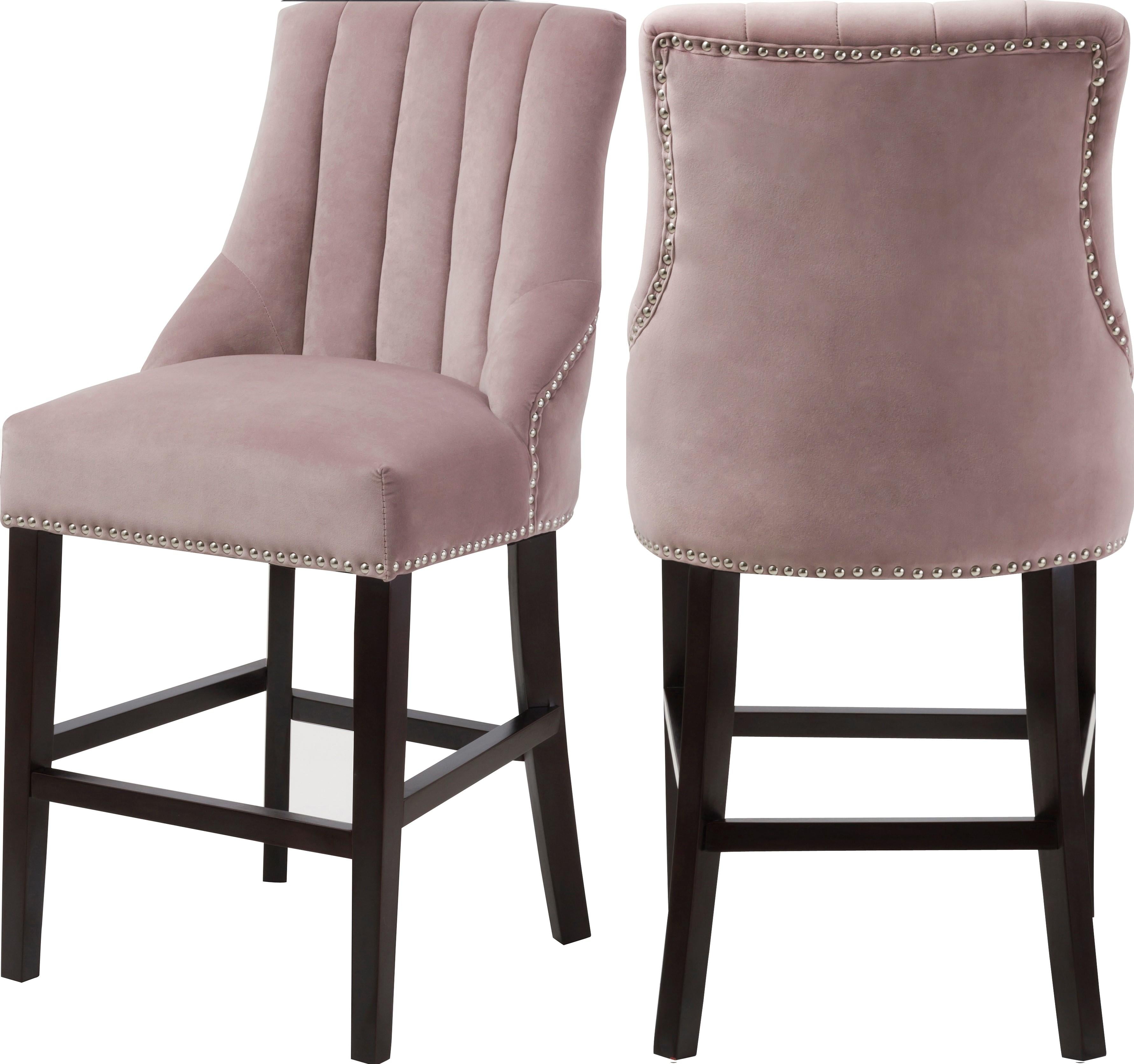 Oxford Pink Velvet Stool - Luxe Home Furnishings (Jersey City, NJ)