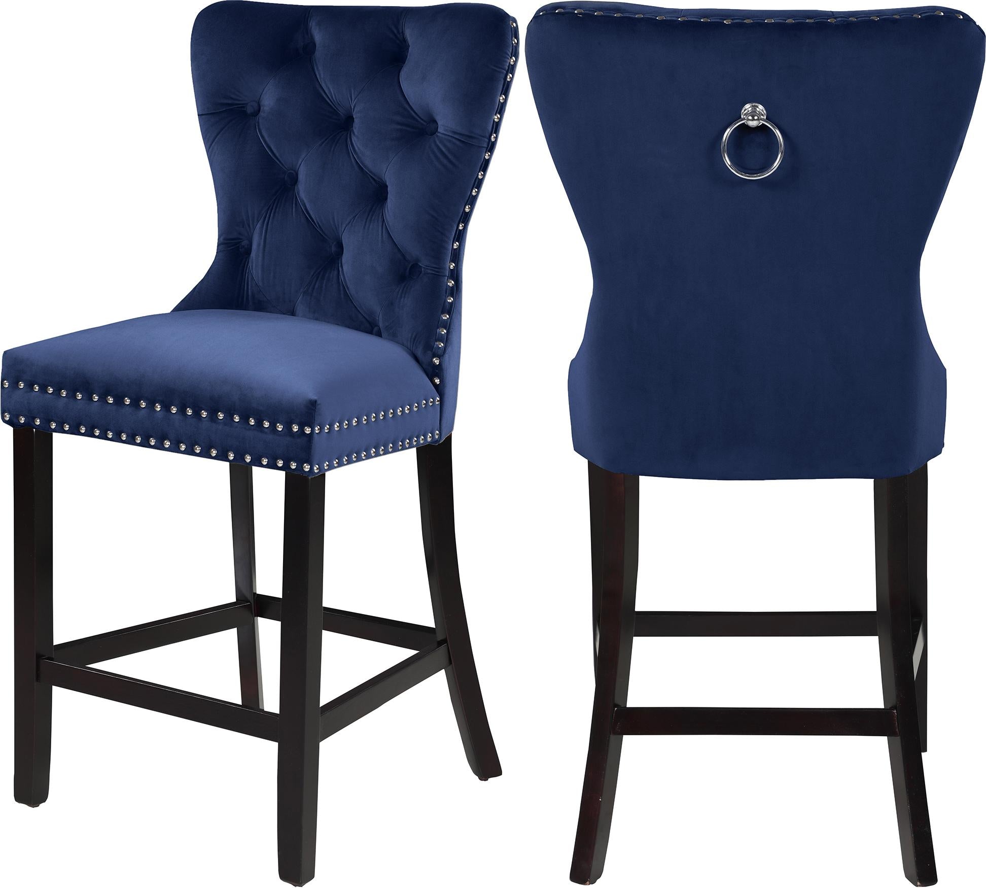 Nikki Navy Velvet Stool - Luxe Home Furnishings (Jersey City, NJ)
