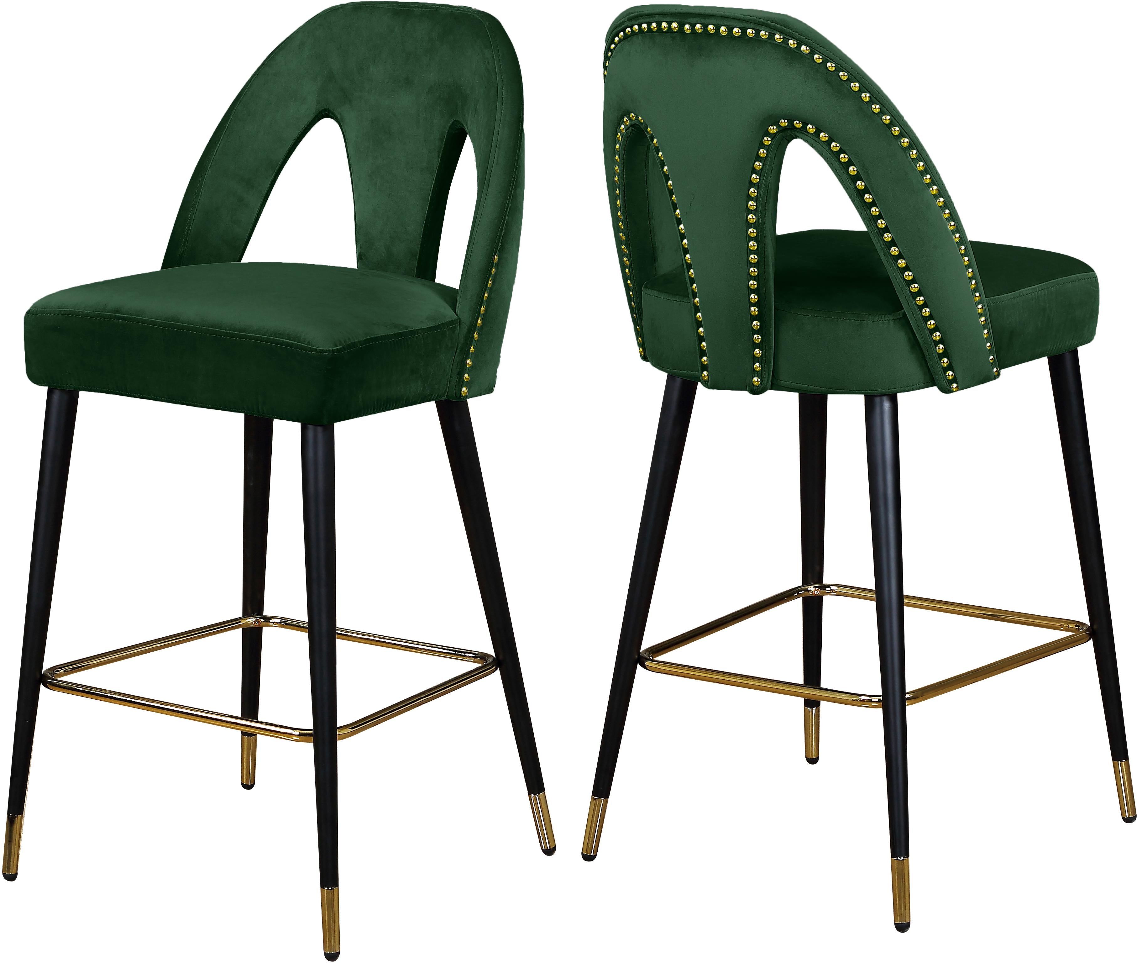 Akoya Green Velvet Stool - Luxe Home Furnishings (Jersey City, NJ)