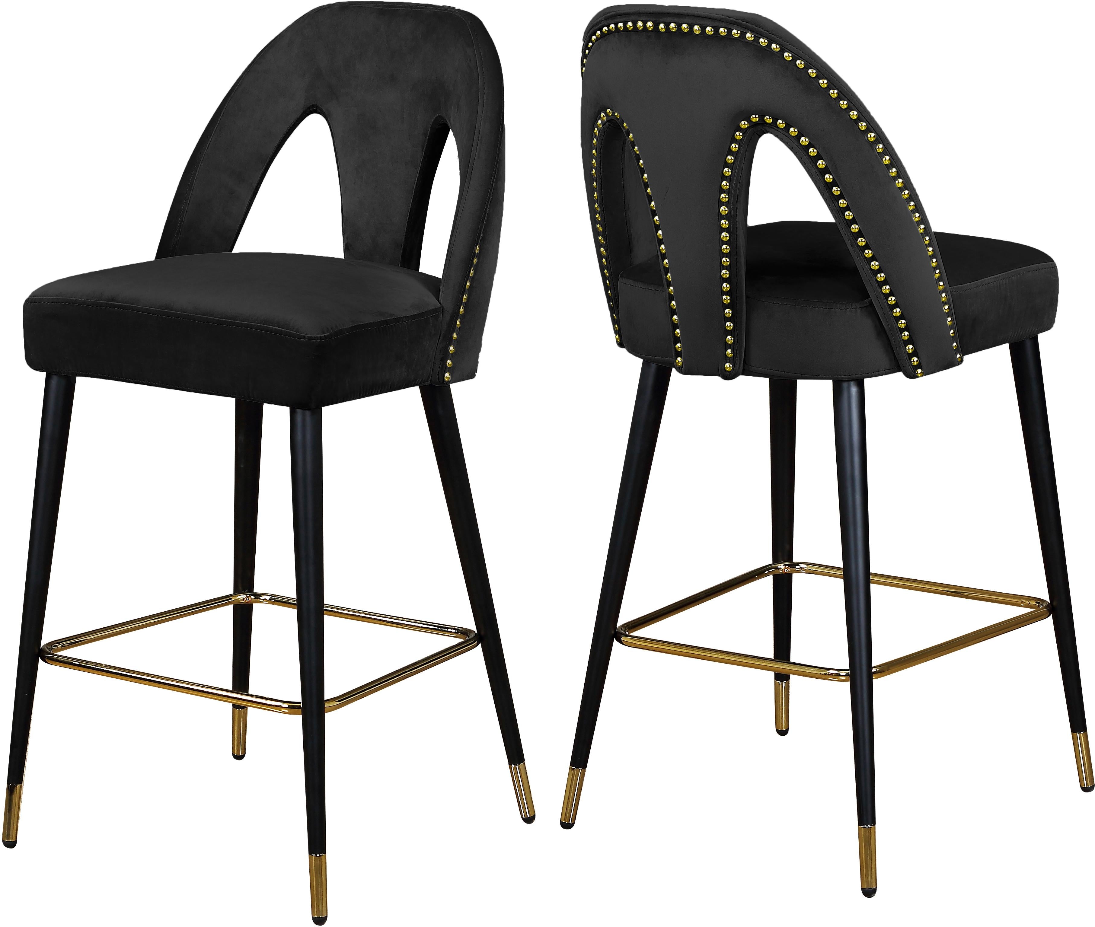 Akoya Black Velvet Stool - Luxe Home Furnishings (Jersey City, NJ)