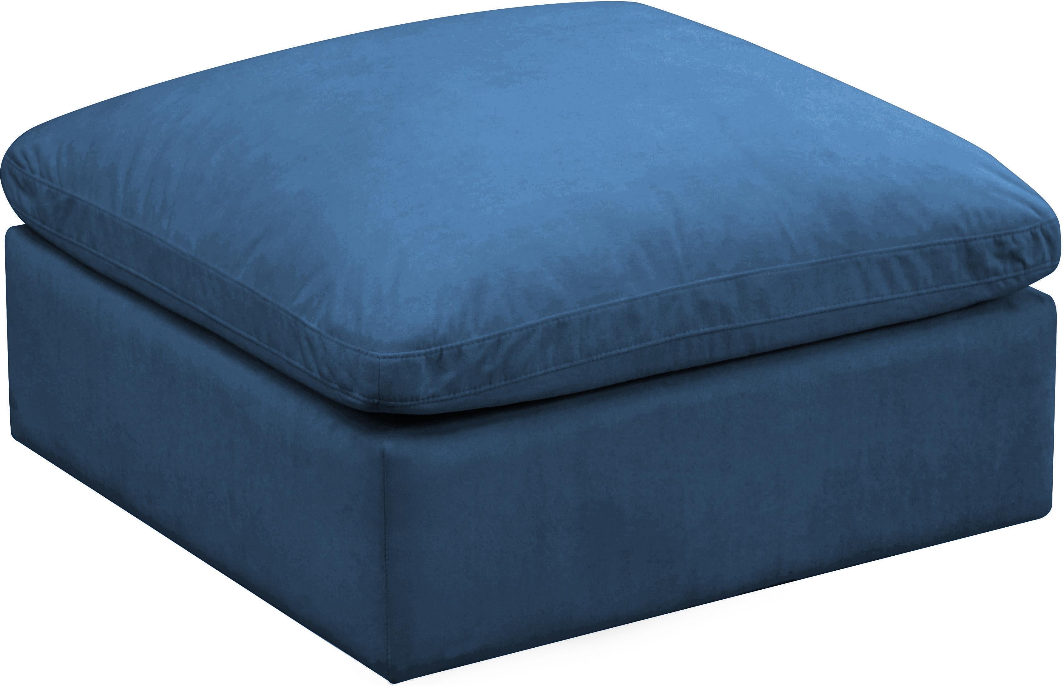 Plush Navy Velvet Standard Cloud Modular Ottoman - Luxe Home Furnishings (Jersey City, NJ)
