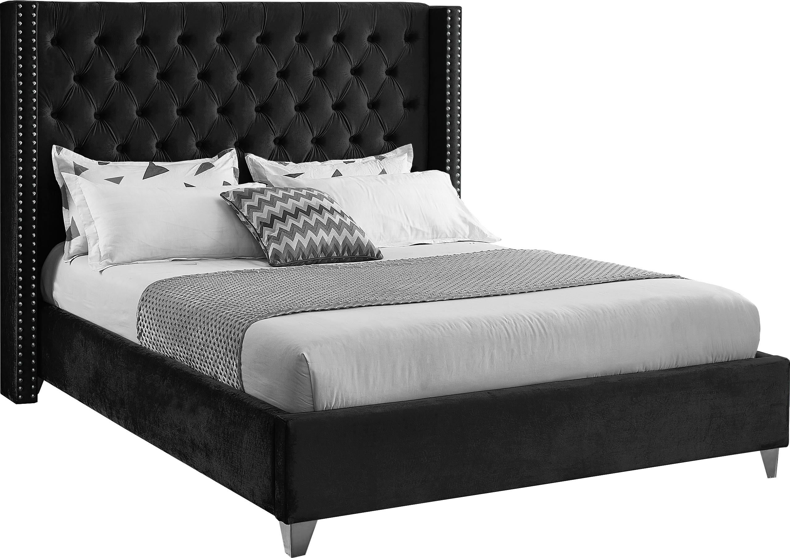 Aiden Black Velvet King Bed - Luxe Home Furnishings (Jersey City, NJ)