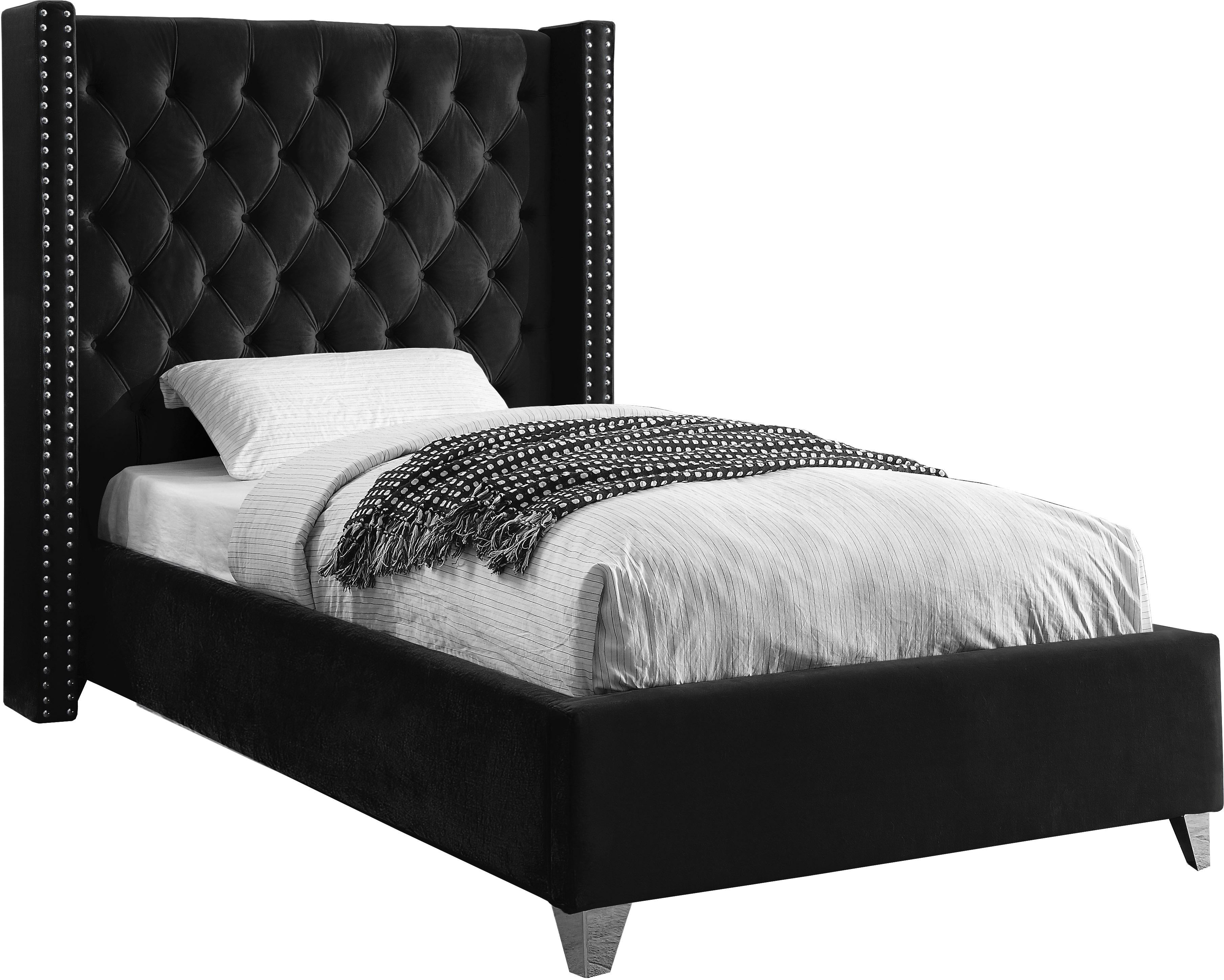Aiden Black Velvet Twin Bed - Luxe Home Furnishings (Jersey City, NJ)