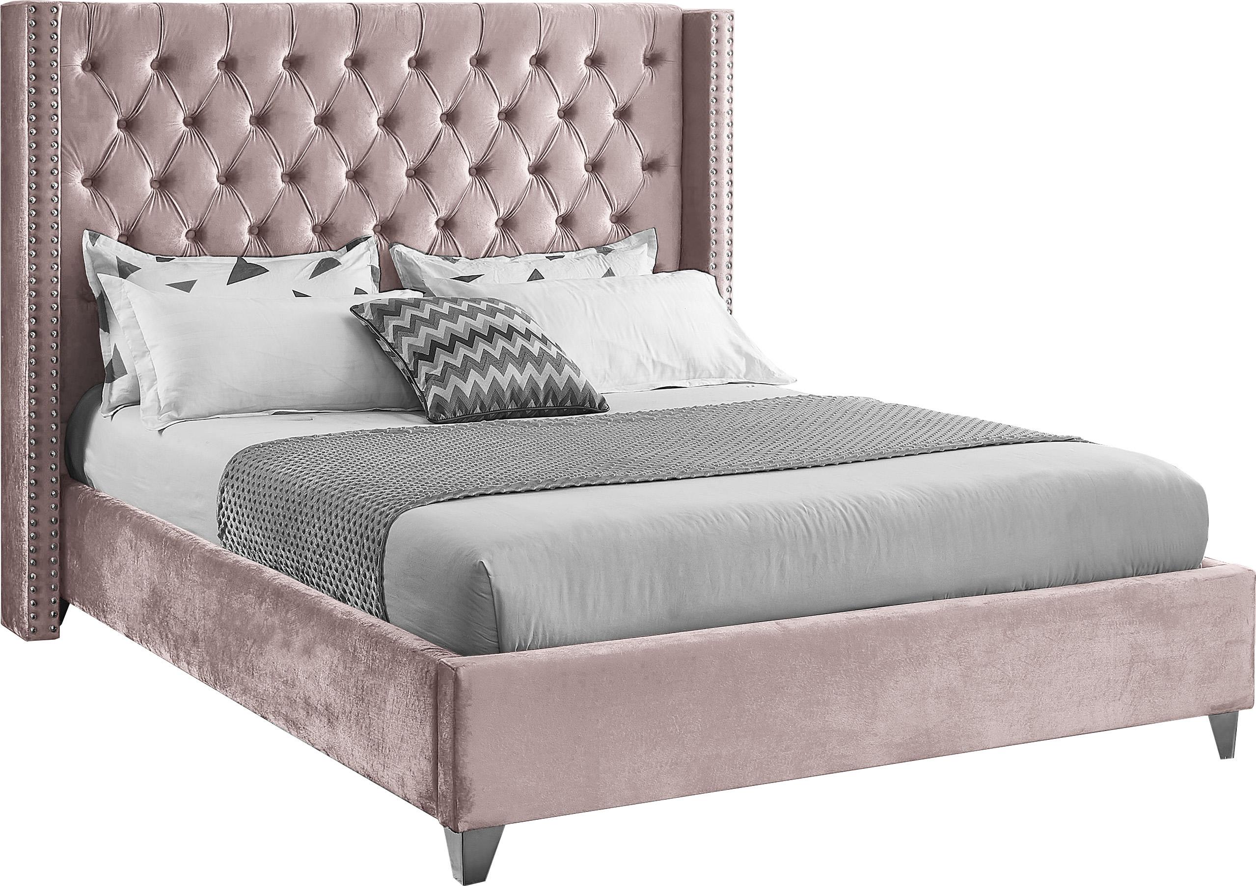 Aiden Pink Velvet Full Bed - Luxe Home Furnishings (Jersey City, NJ)