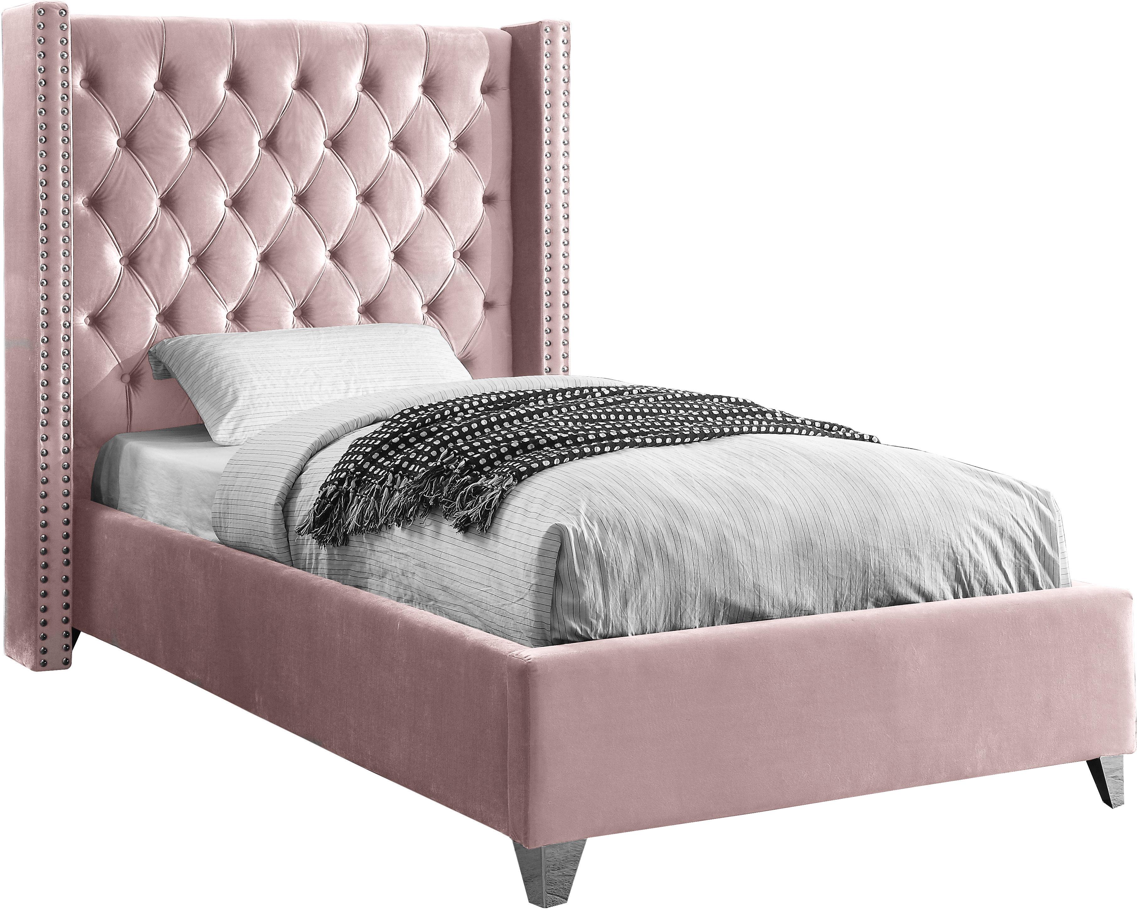 Aiden Pink Velvet Twin Bed - Luxe Home Furnishings (Jersey City, NJ)