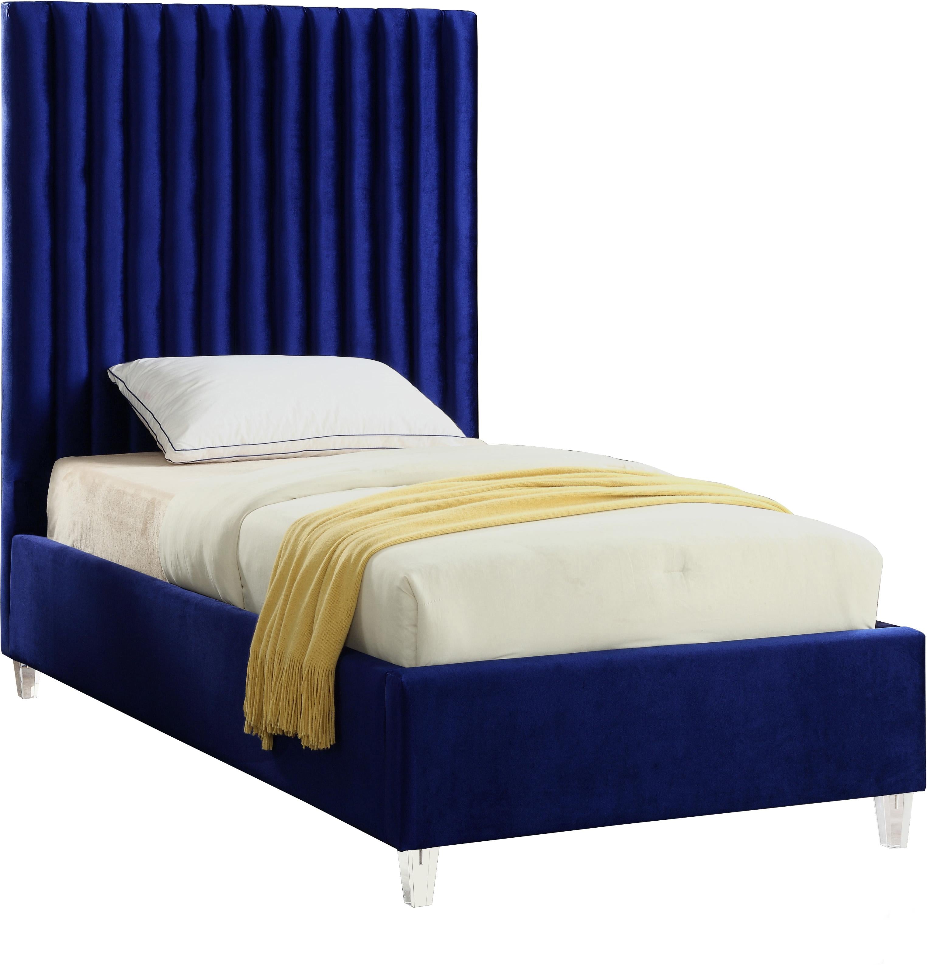 Candace Navy Velvet Twin Bed - Luxe Home Furnishings (Jersey City, NJ)