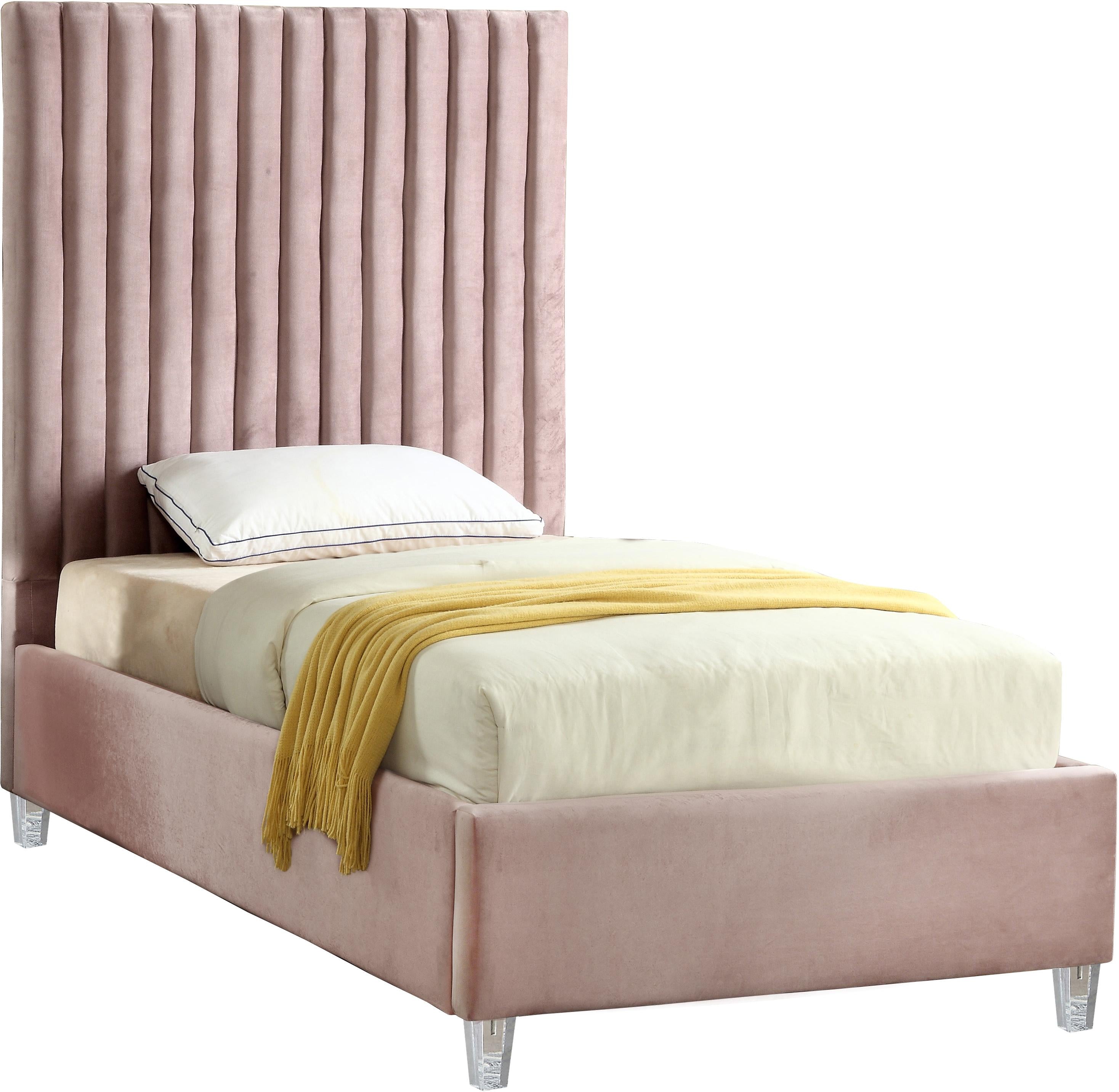 Candace Pink Velvet Twin Bed - Luxe Home Furnishings (Jersey City, NJ)