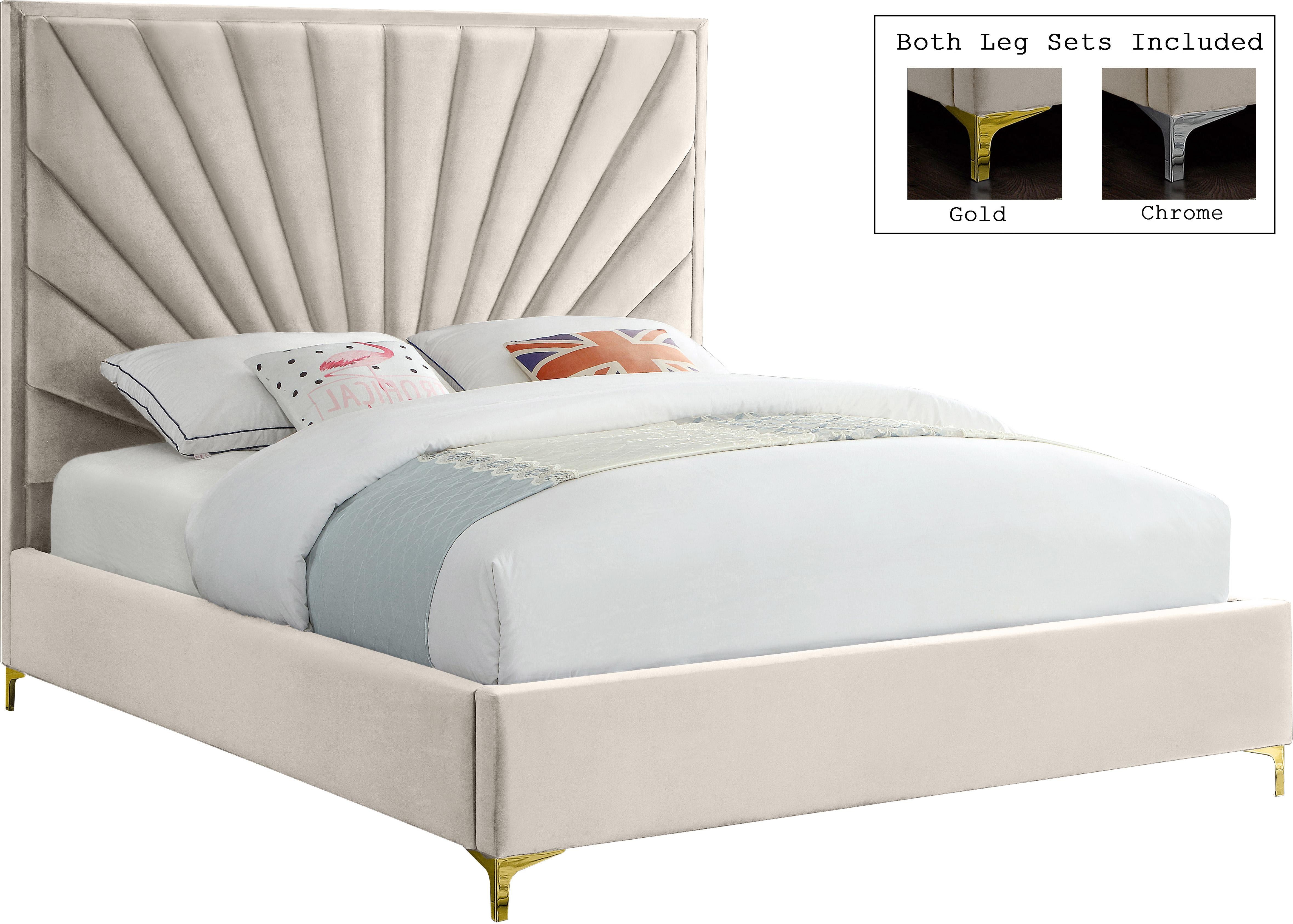 Eclipse Cream Velvet Queen Bed - Luxe Home Furnishings (Jersey City, NJ)