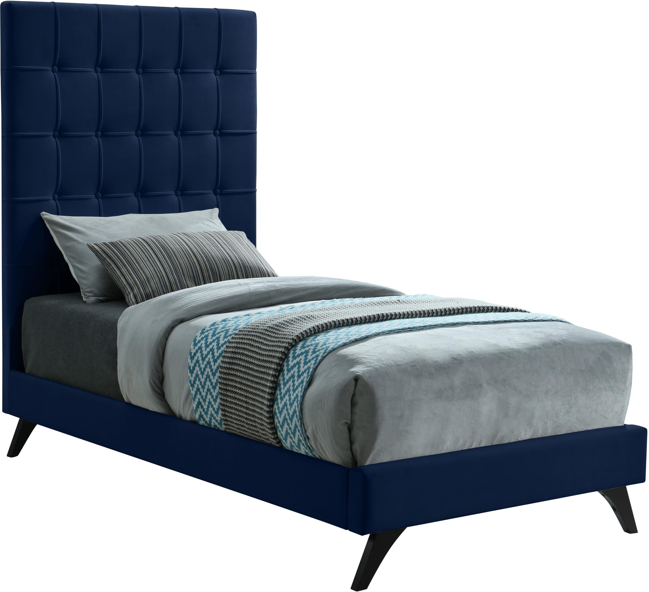 Elly Navy Velvet Twin Bed - Luxe Home Furnishings (Jersey City, NJ)